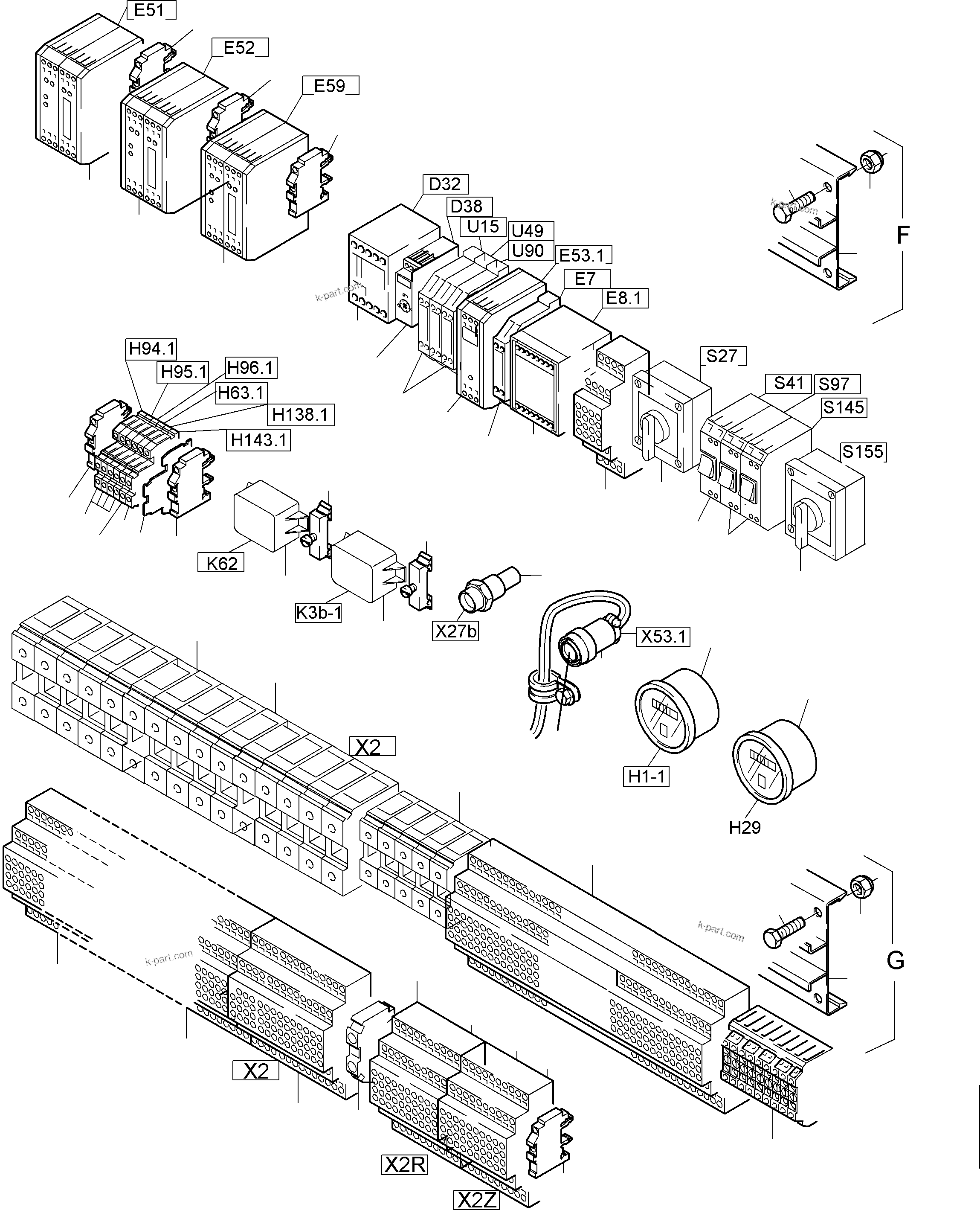 Komatsu parts book diagram for PC4000-6 S/N 08195: SWITCH FRAMING X2