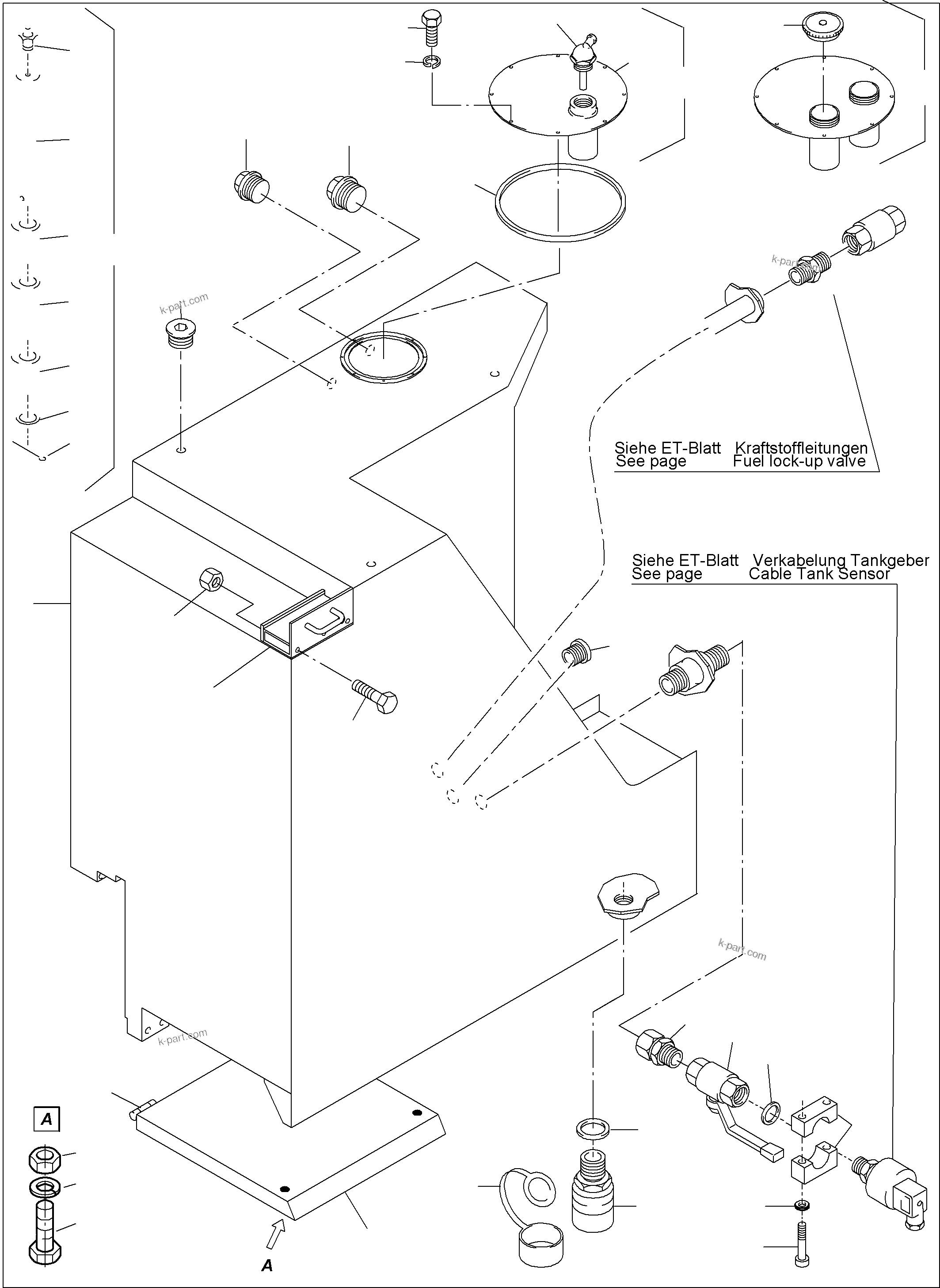 Komatsu parts book diagram for PC4000-6 S/N 08195: FUEL TANK