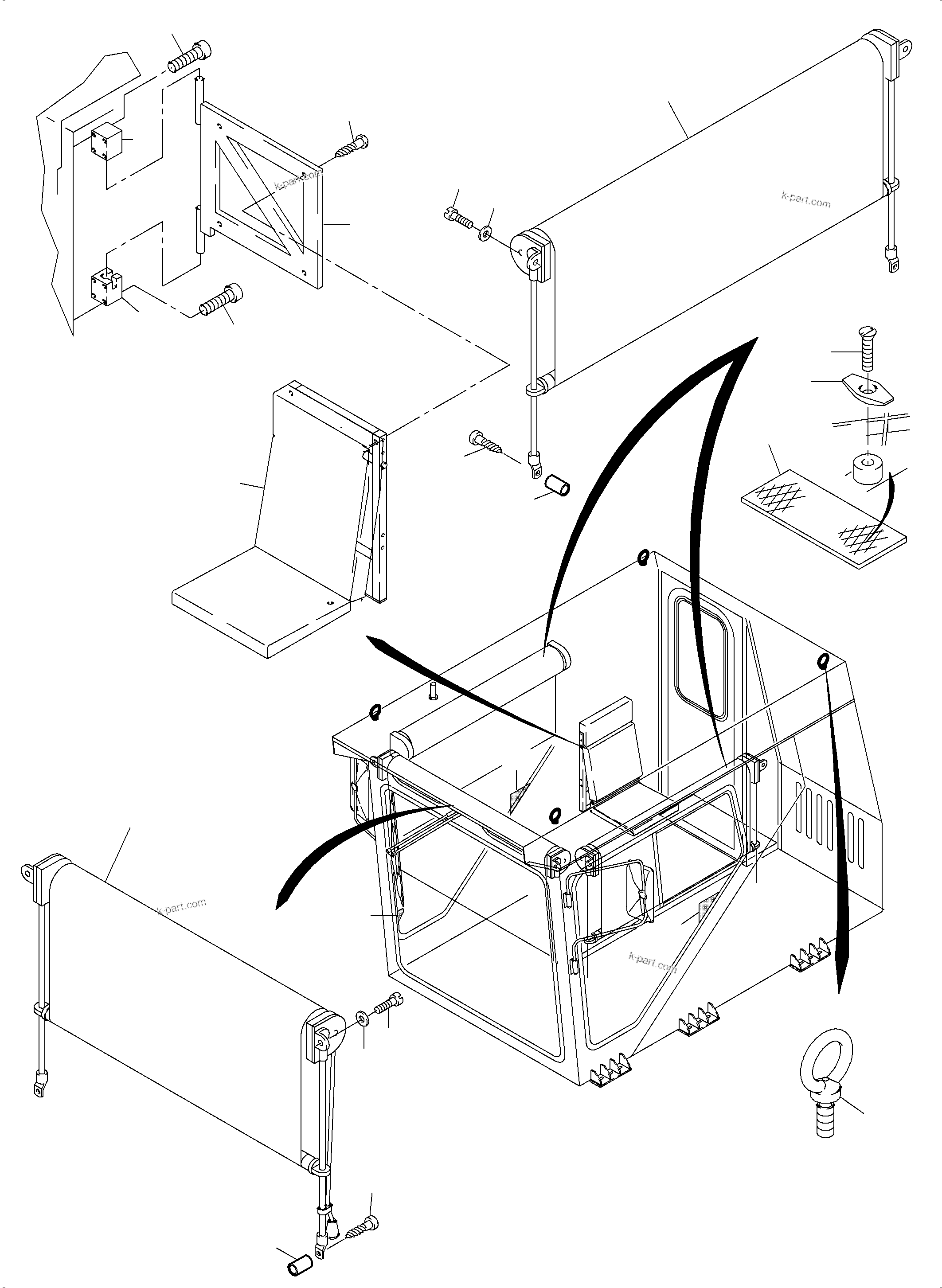 Komatsu parts book diagram for PC4000-6 S/N 08195: OPERATOR'S CAB