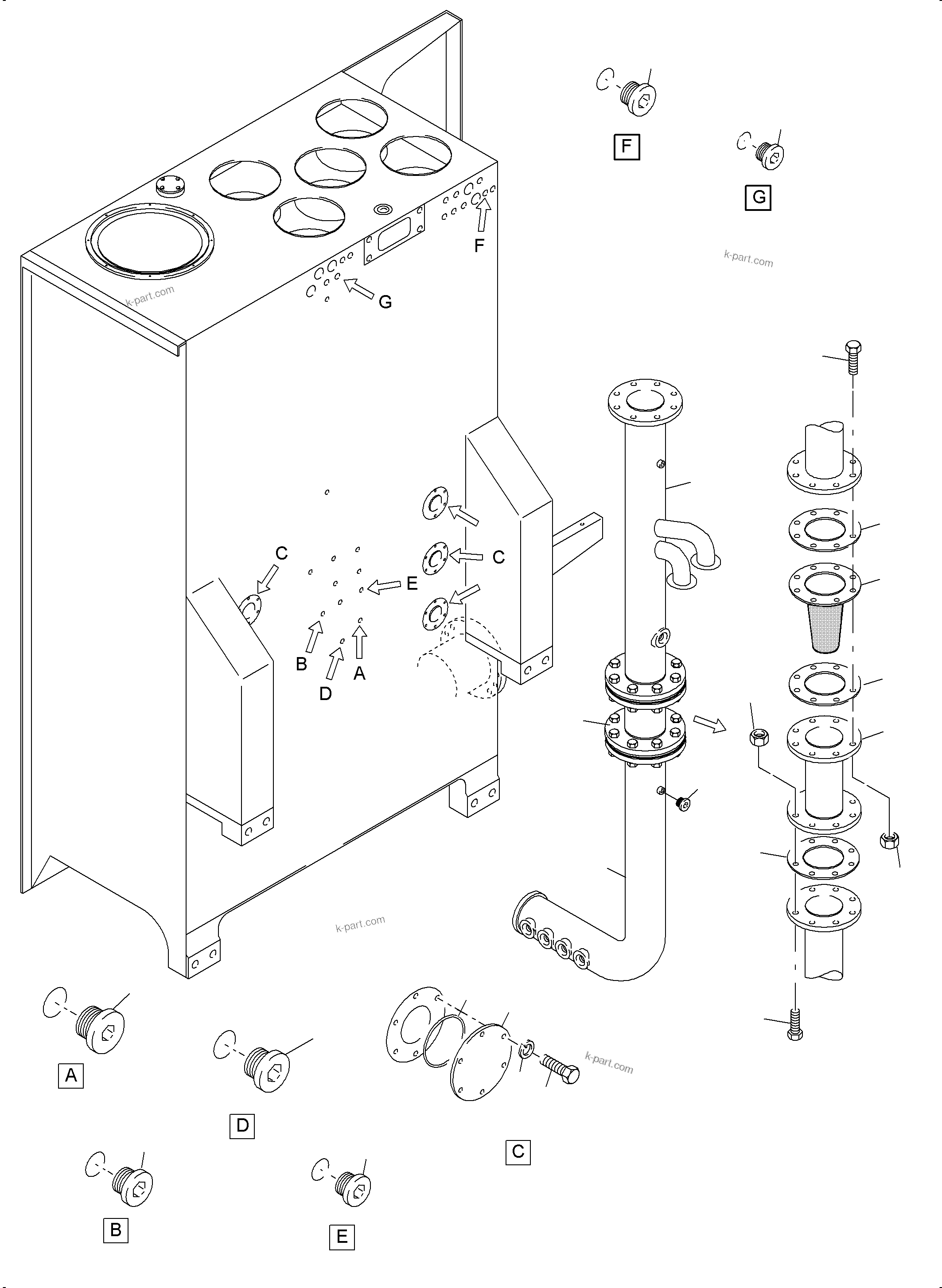 Komatsu parts book diagram for PC4000-6 S/N 08195: MAIN OIL TANK