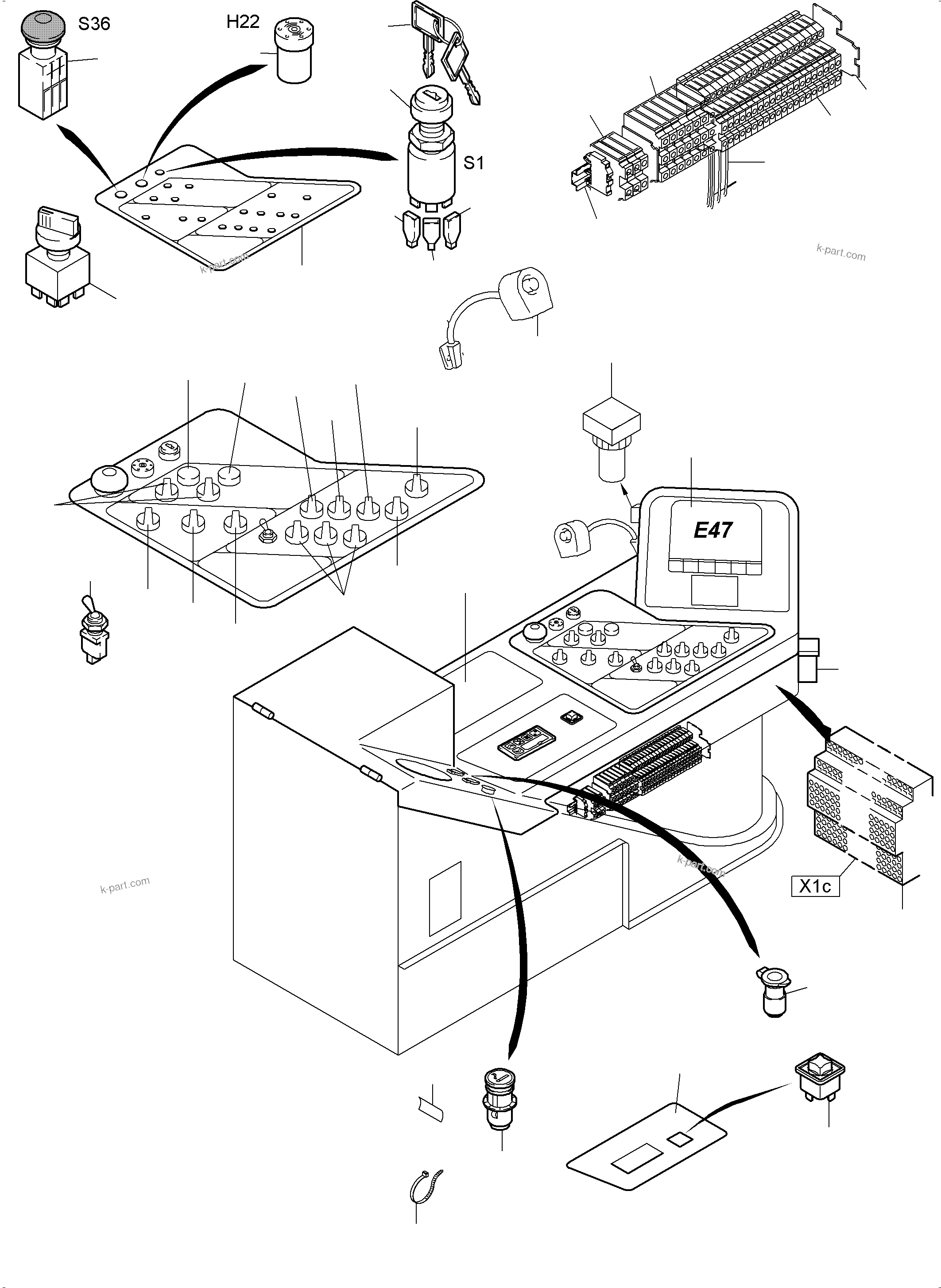 Komatsu parts book diagram for PC4000-6 S/N 08195: OPERATION PANEL