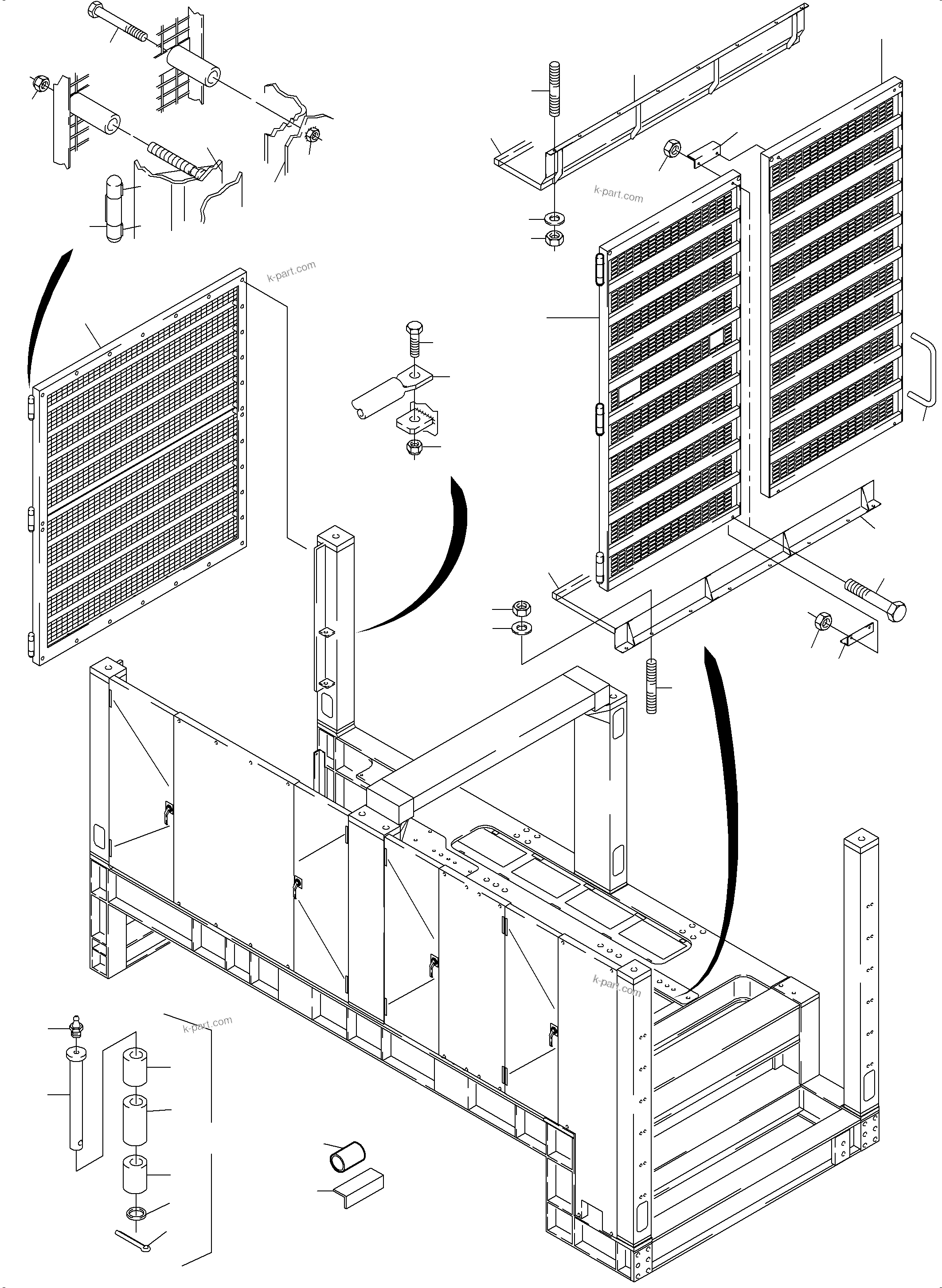 Komatsu parts book diagram for PC4000-6 S/N 08195: COVERING, ENGINE HOUSING