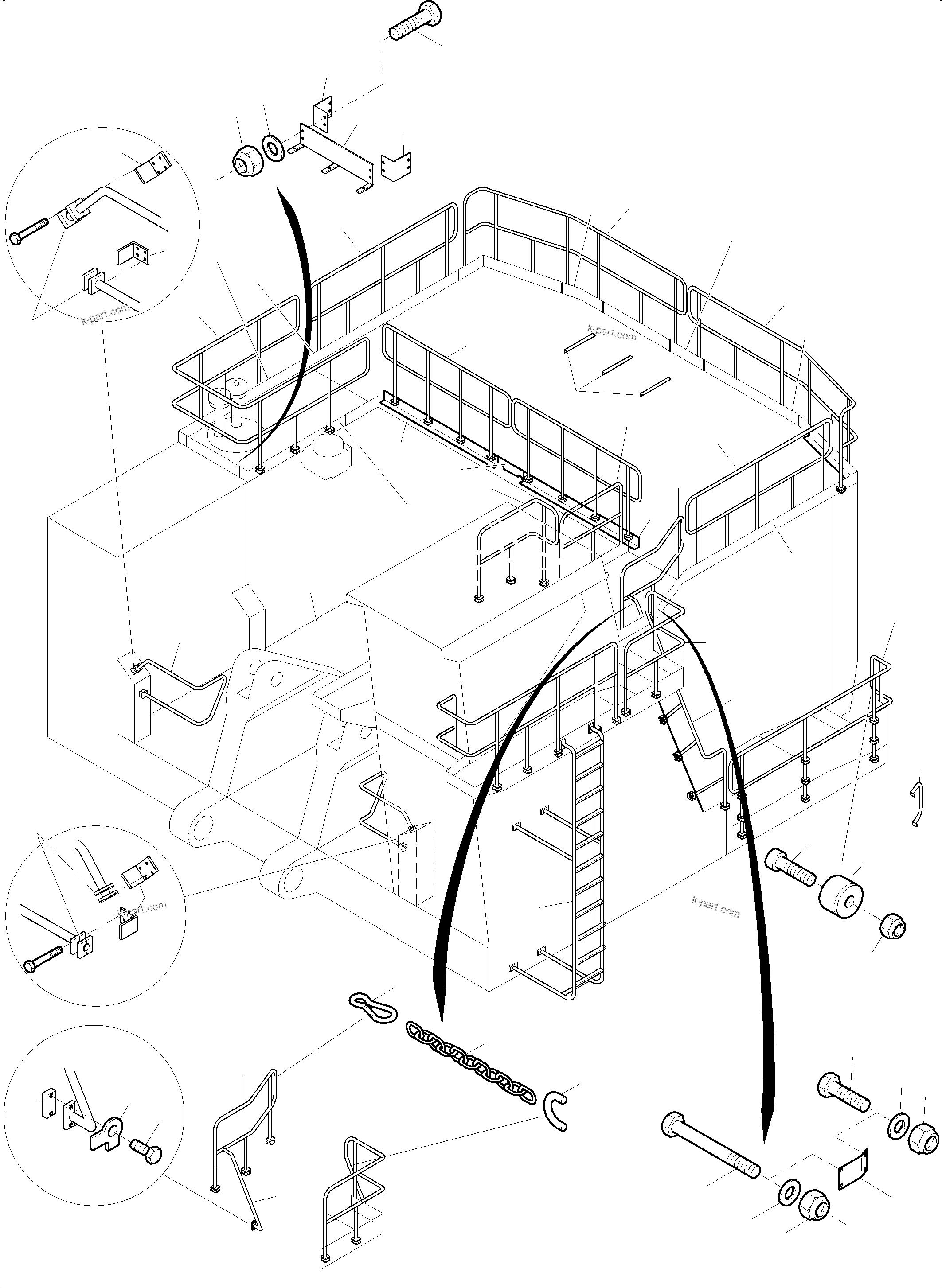 Komatsu parts book diagram for PC4000-6 S/N 08195: RAILS AND PLATFORMS