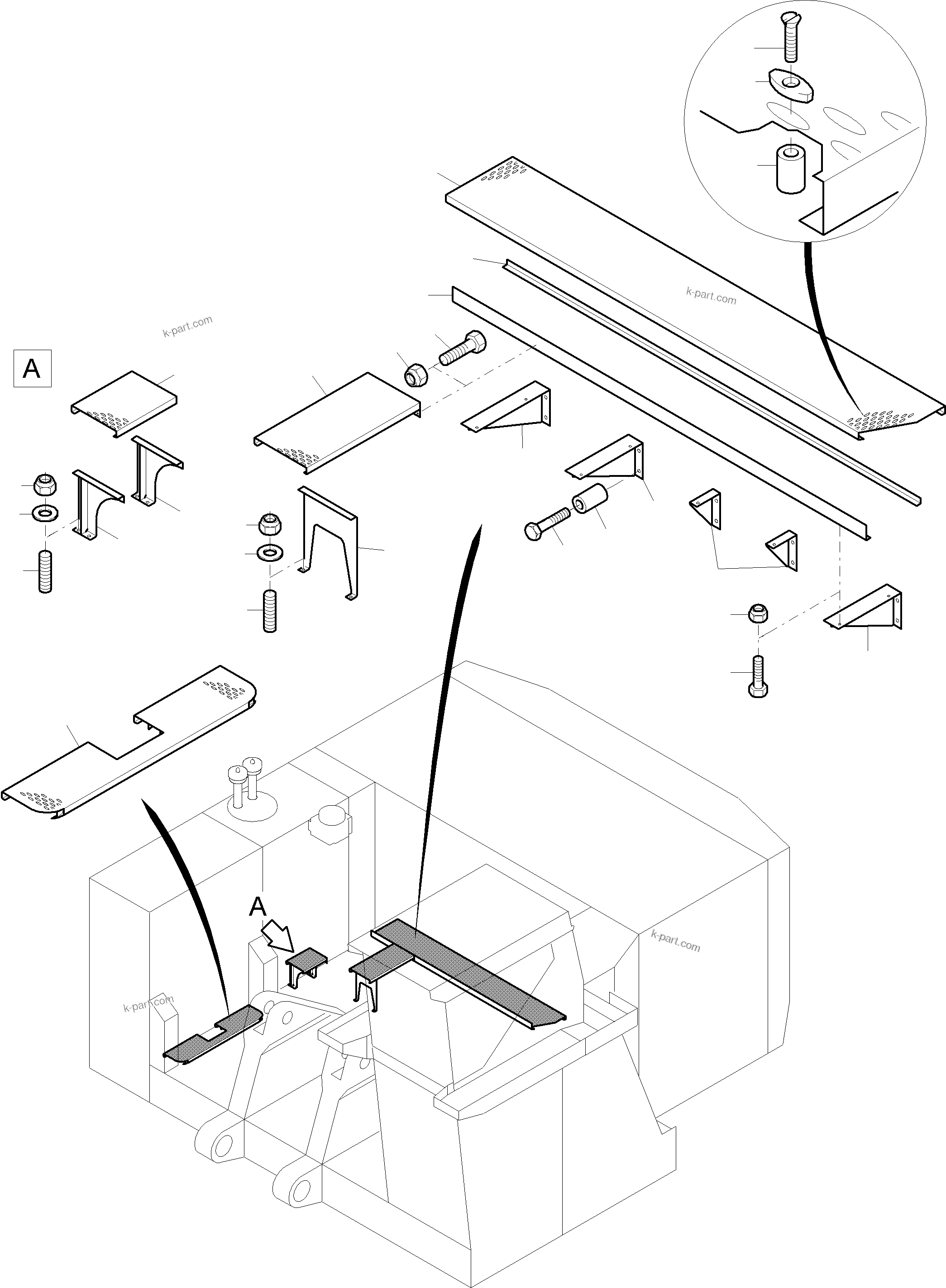 Komatsu parts book diagram for PC4000-6 S/N 08195: RAILS AND PLATFORMS