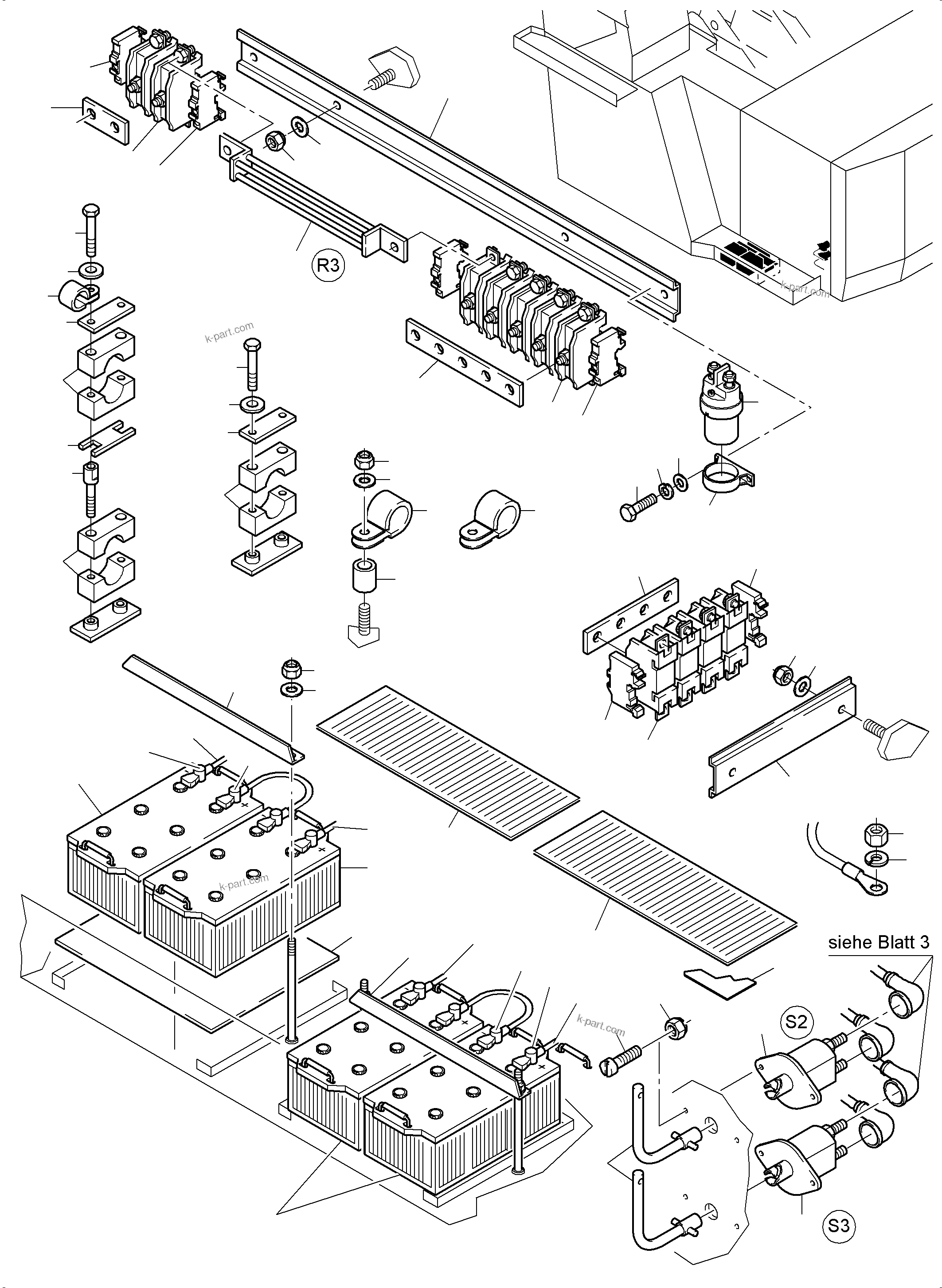 Komatsu parts book diagram for PC4000-6 S/N 08195: BATTERIES WITH CABLES