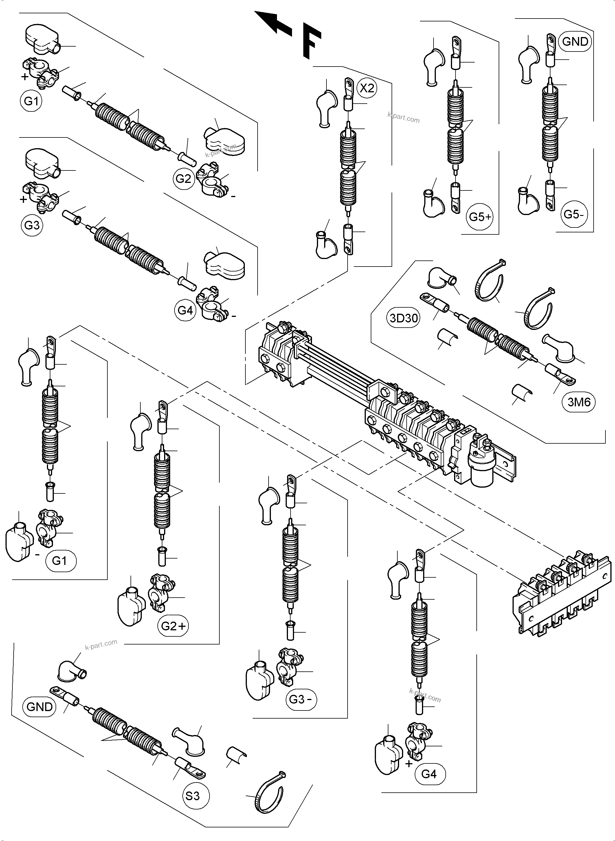 Komatsu parts book diagram for PC4000-6 S/N 08195: BATTERIES WITH CABLES