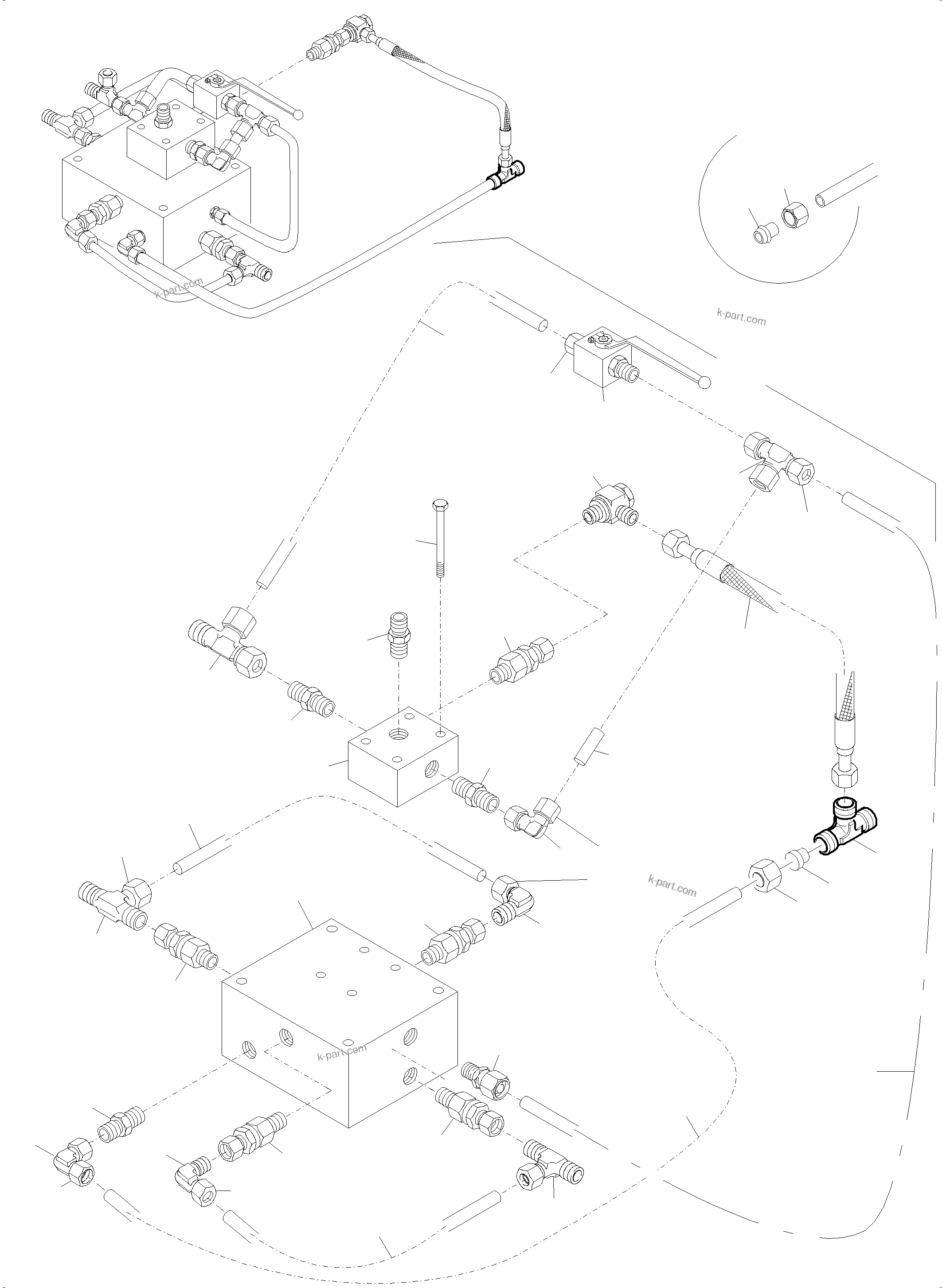 Komatsu parts book diagram for PC4000-6E S/N 08202: VALVE BLOCK ( HYDRAULIC TRACK ADJUSTING )