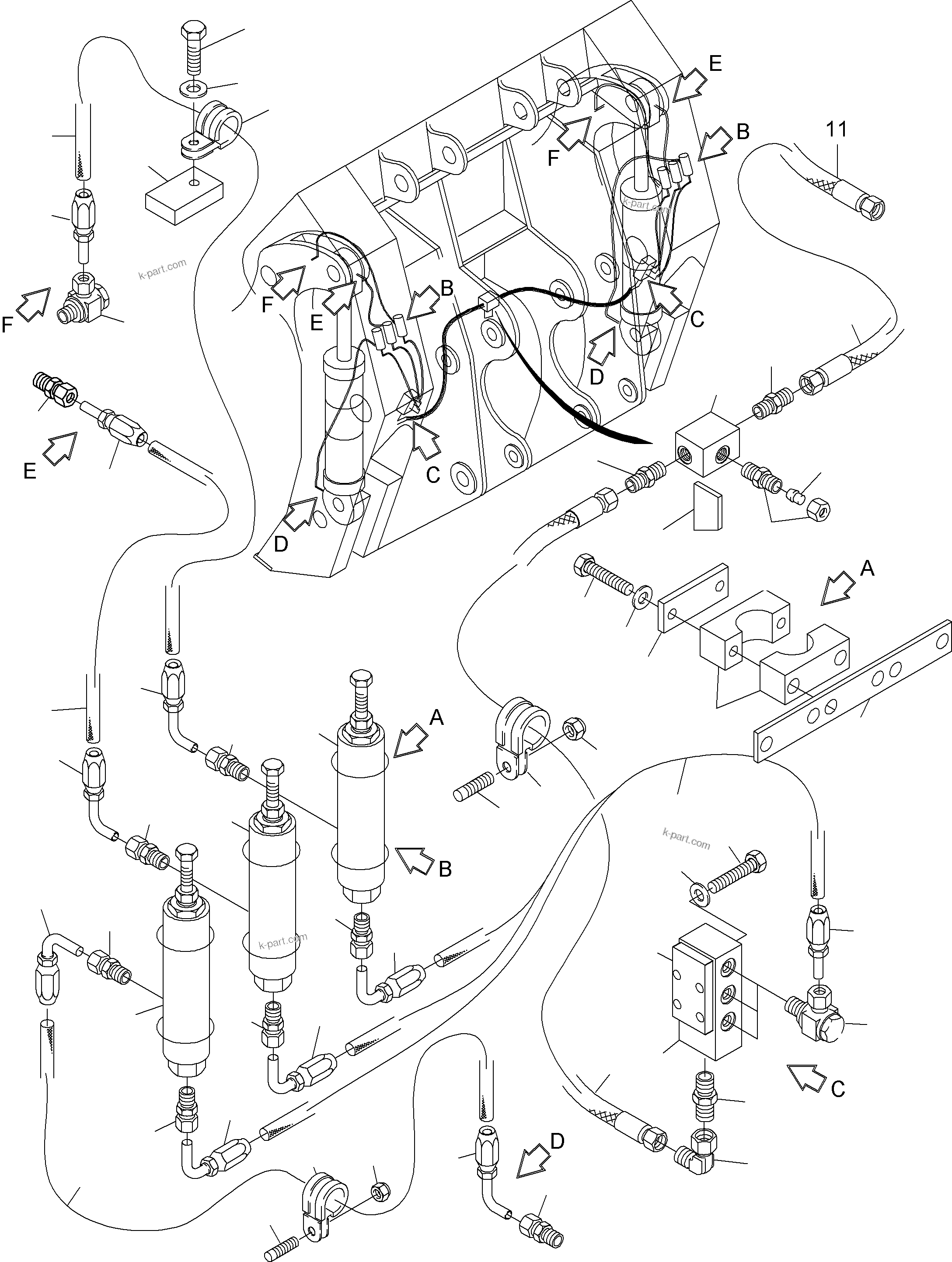 Komatsu parts book diagram for PC4000-6E S/N 08202: CENTRAL LUBRICATION - BULLCLAM, STANDARD (BR4000)