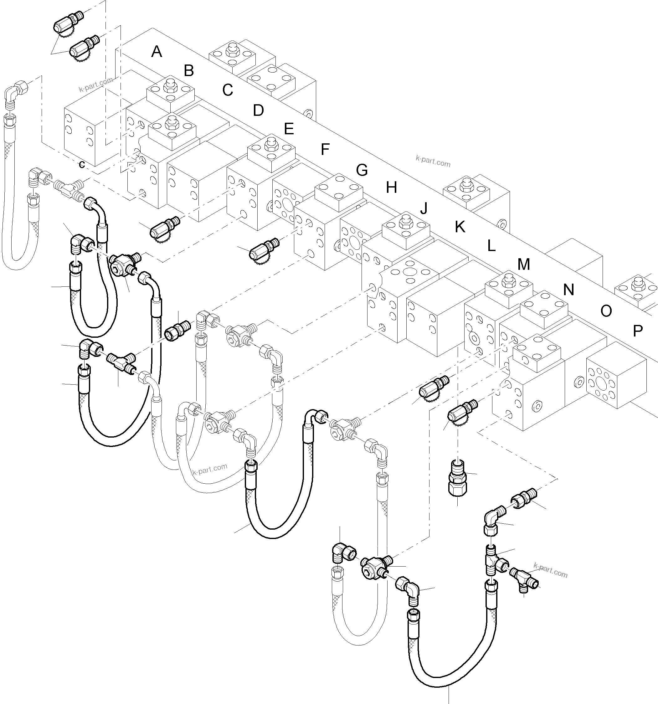Komatsu parts book diagram for PC4000-6E S/N 08202: MAINFOLD-VALVE-PIPING (BBE)