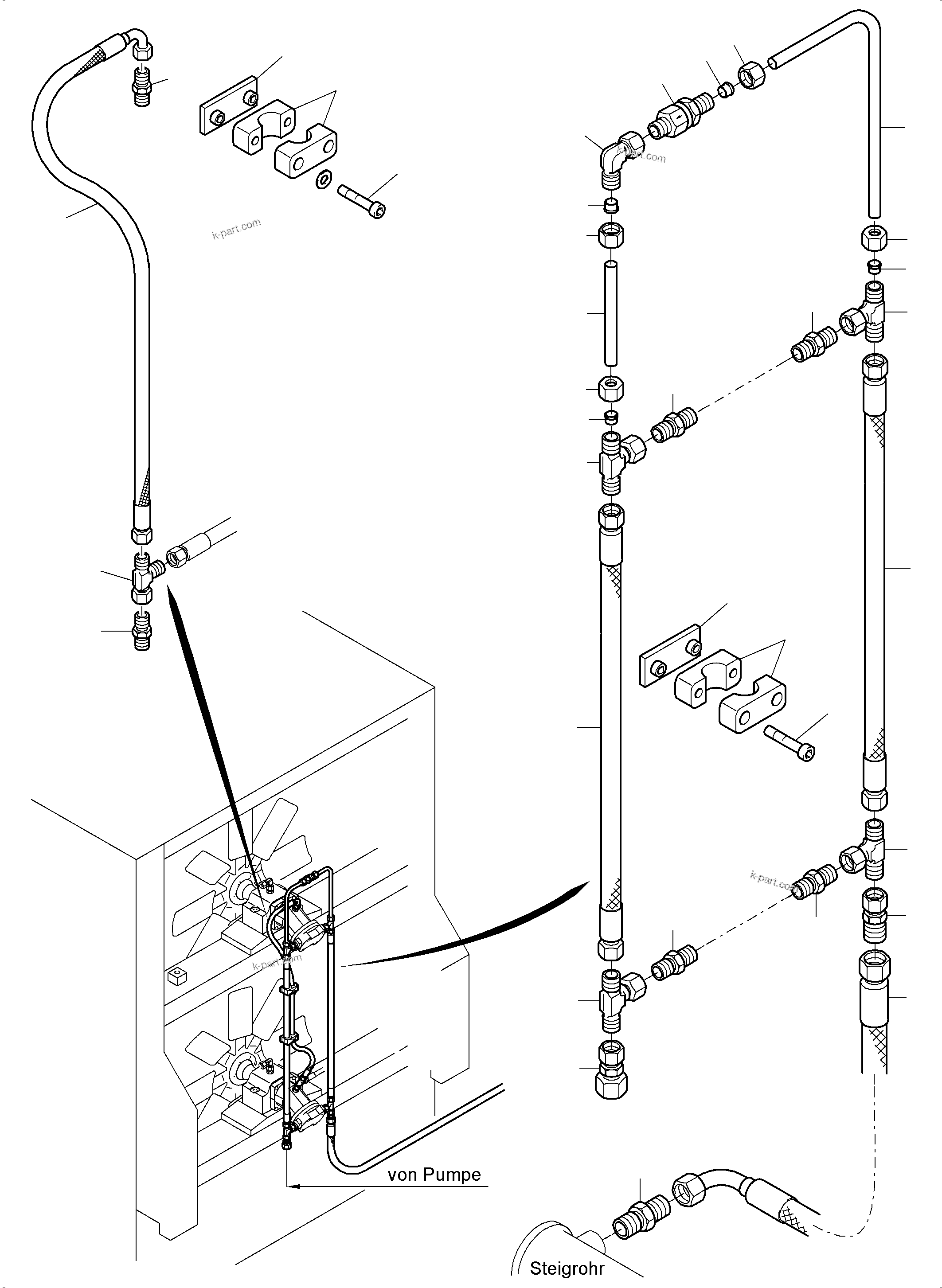 Komatsu parts book diagram for PC4000-6E S/N 08202: OIL COOLER - HOSE ASSY.