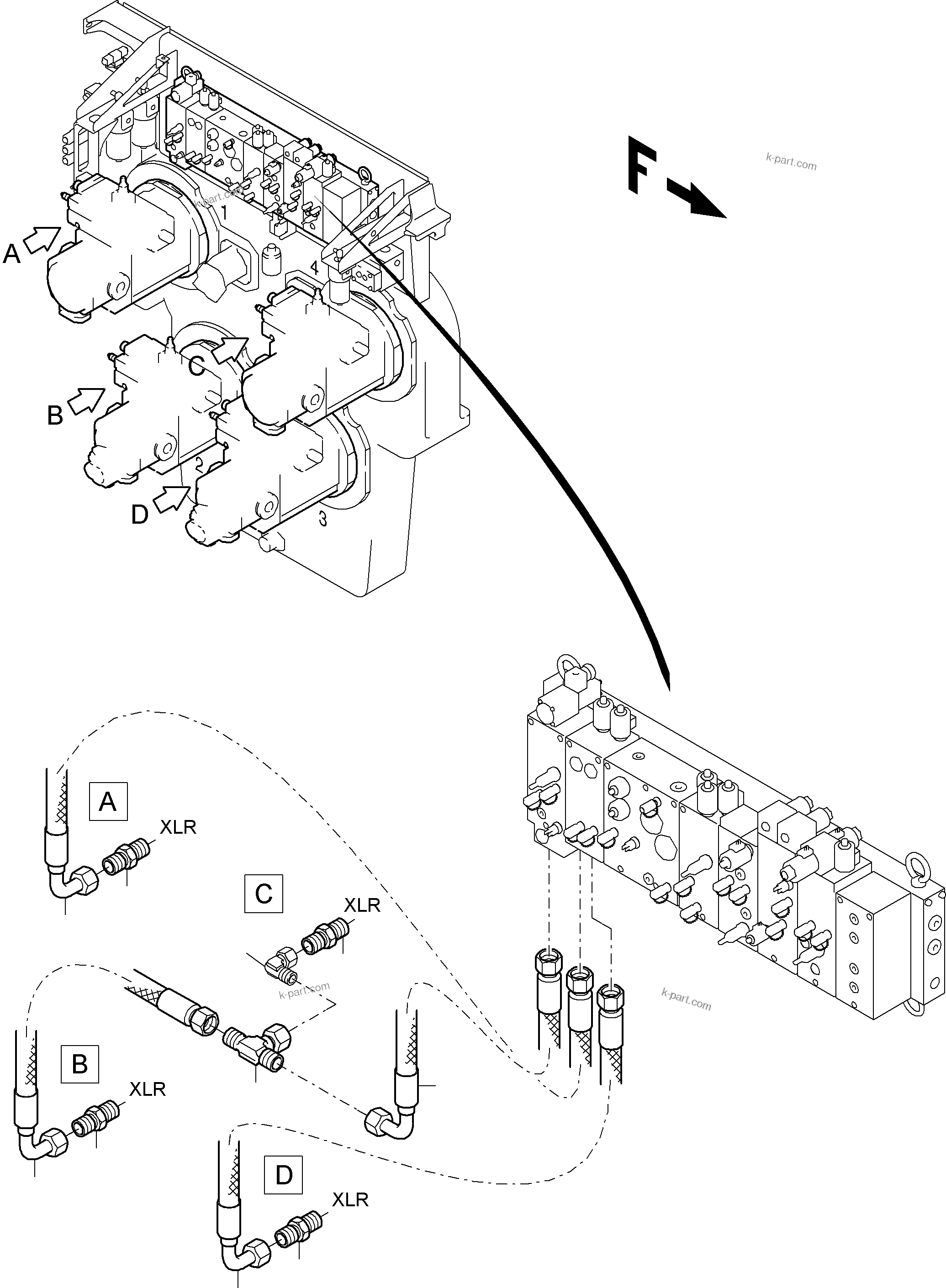 Komatsu parts book diagram for PC4000-6E S/N 08202: MAIN PUMPS CONTROL (XLR/PST)