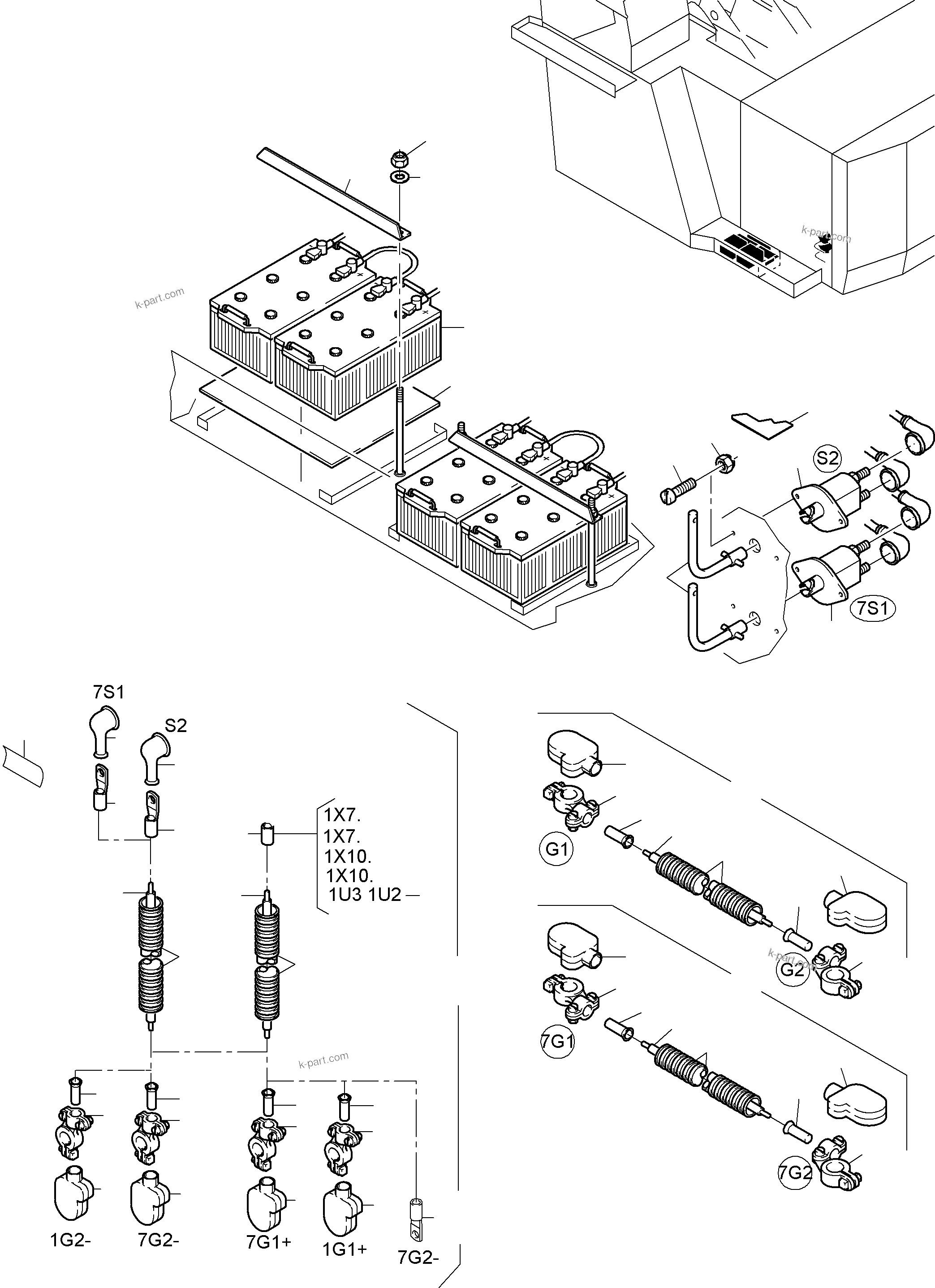 Komatsu parts book diagram for PC4000-6E S/N 08202: BATTERIES WITH CABLES