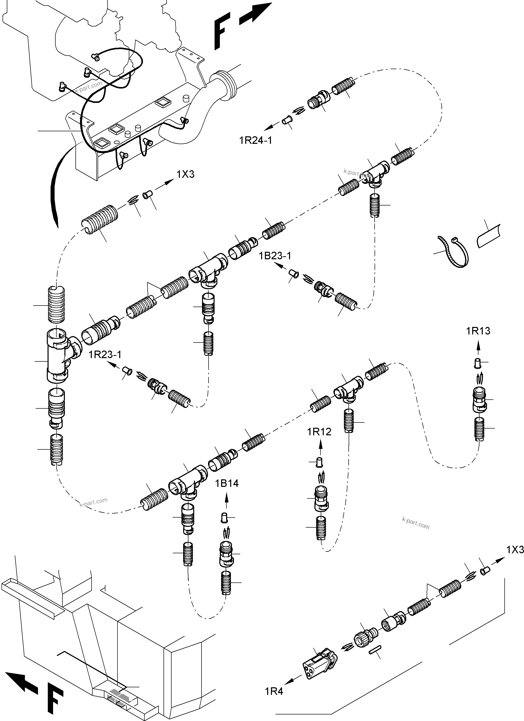 Komatsu parts book diagram for PC4000-6E S/N 08202: CABLES-TEMPERATURE CONDITIONING
