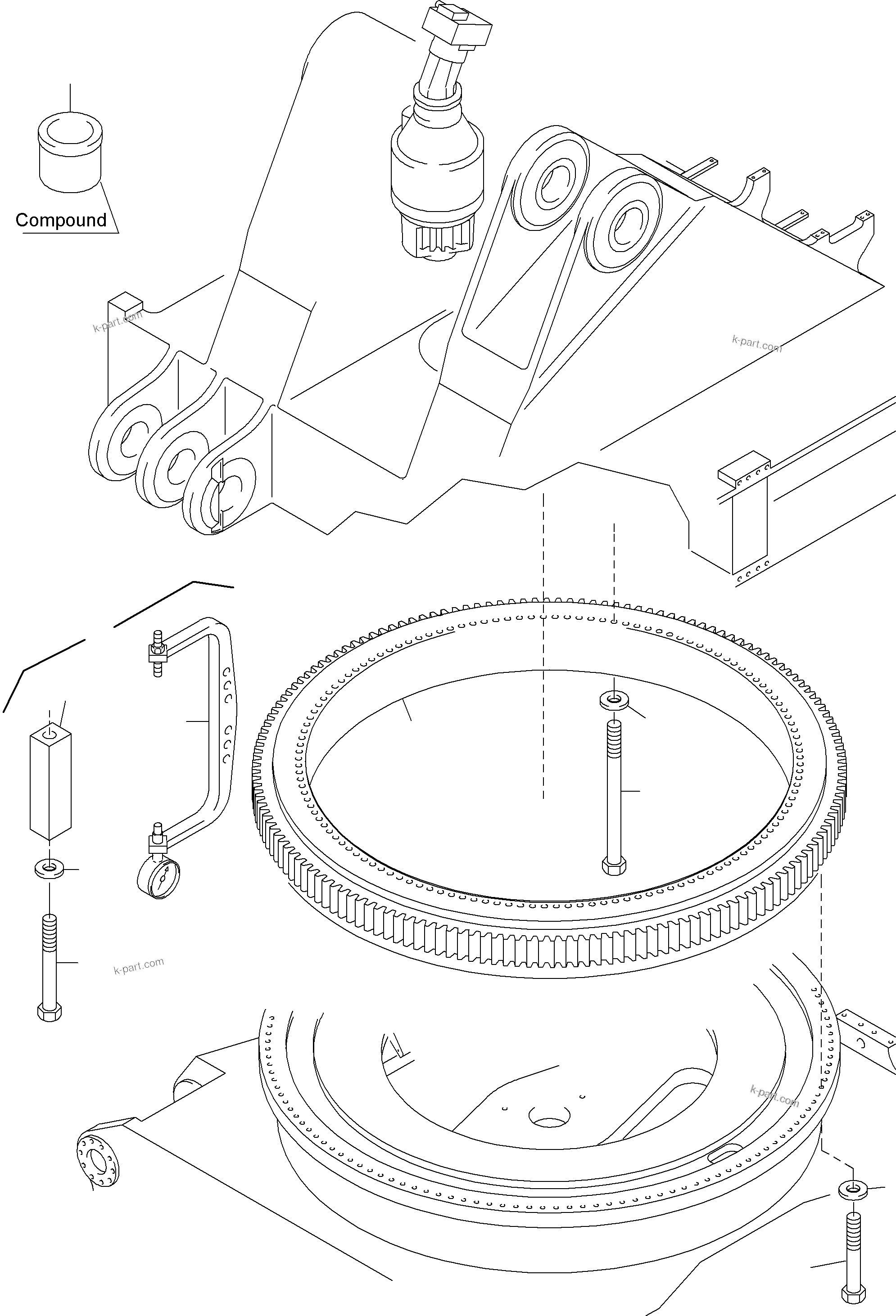 Komatsu parts book diagram for PC4000-6E S/N 08202: SLEW RING ARR.