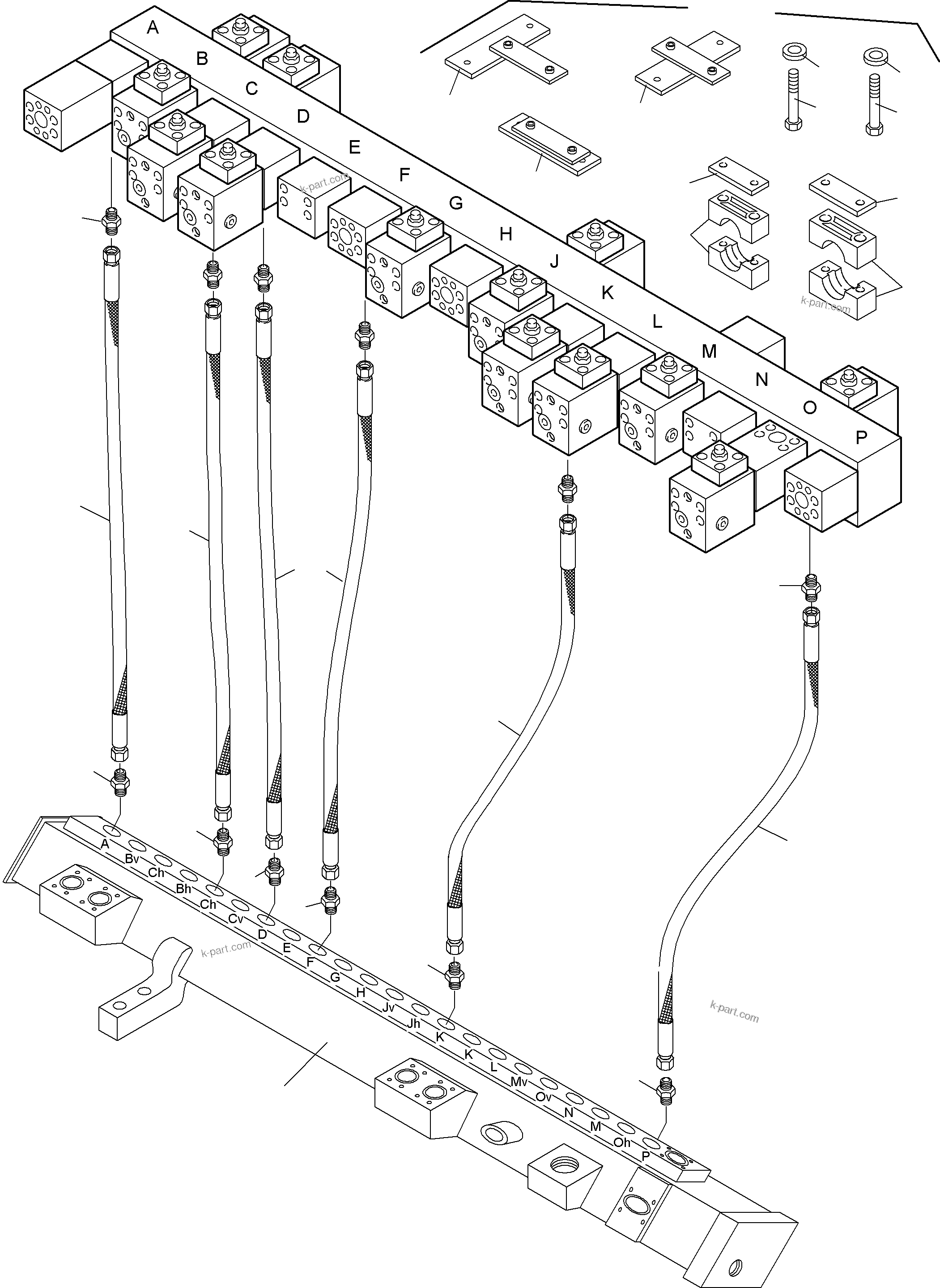 Komatsu parts book diagram for PC4000-6E S/N 08202: RETURN LINES - MAINFOLD