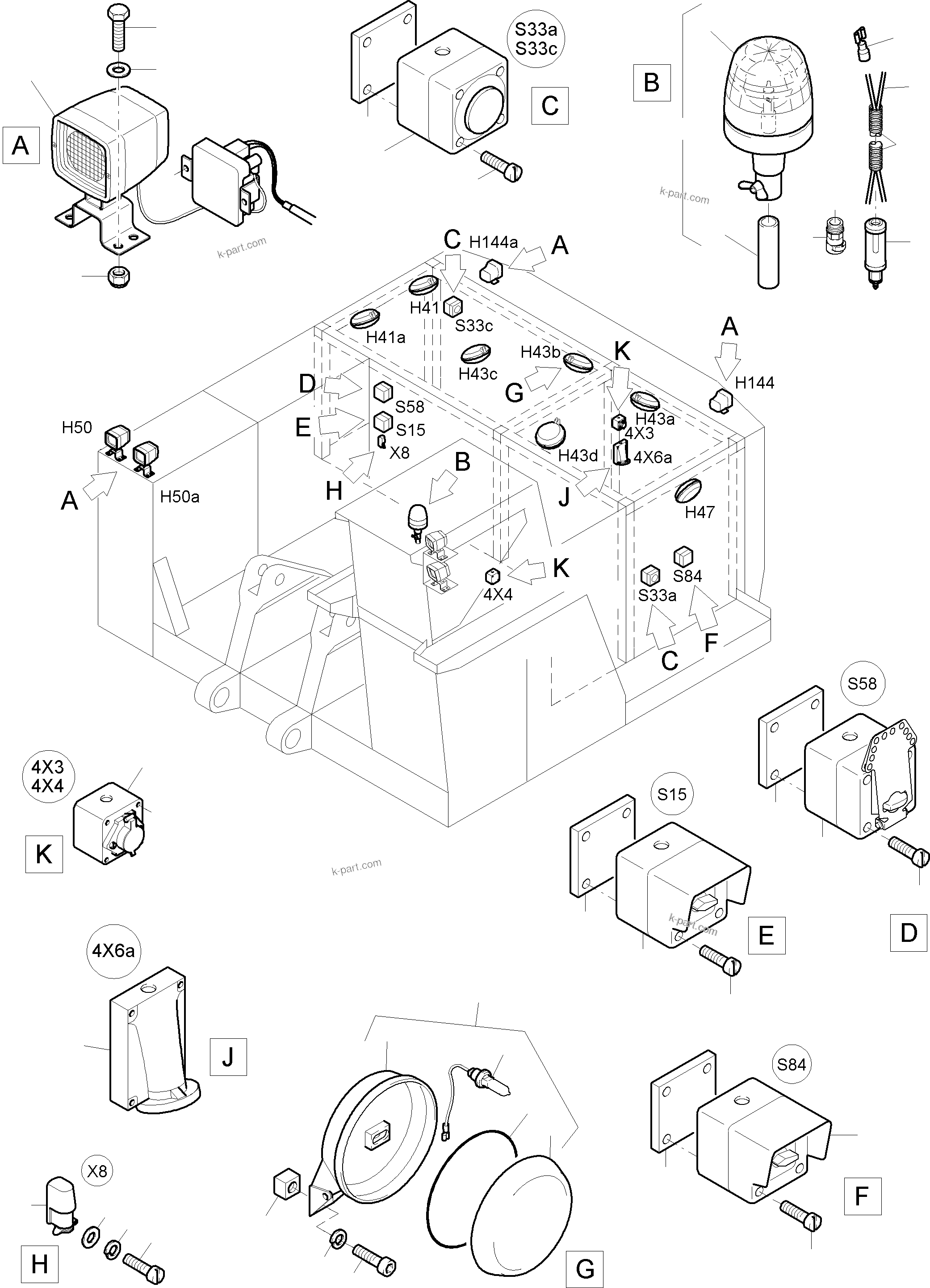 Komatsu parts book diagram for PC4000-6E S/N 08202: LIGHTING EQUIPMENT