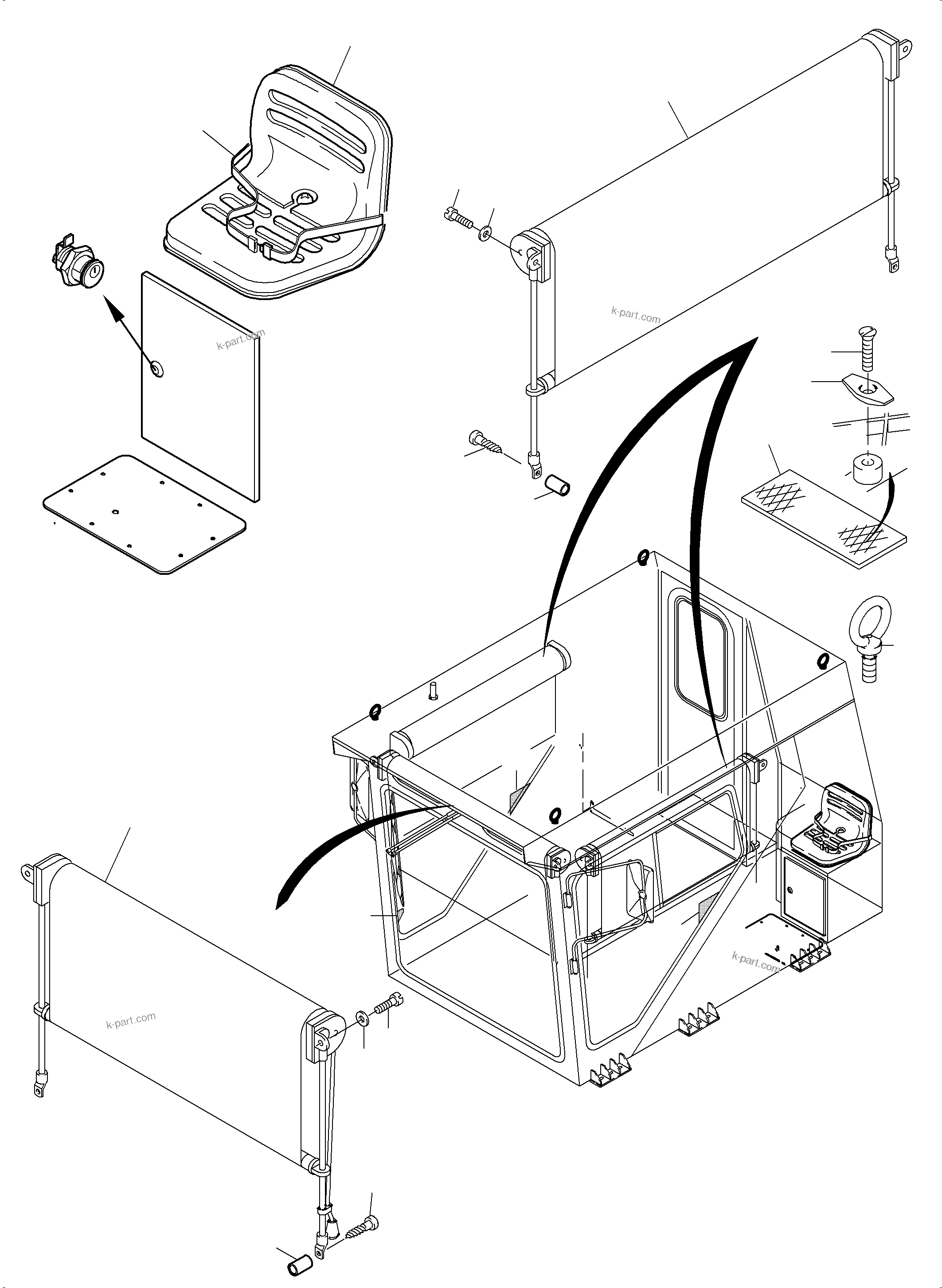 Komatsu parts book diagram for PC4000-6E S/N 08202: OPERATOR'S CAB