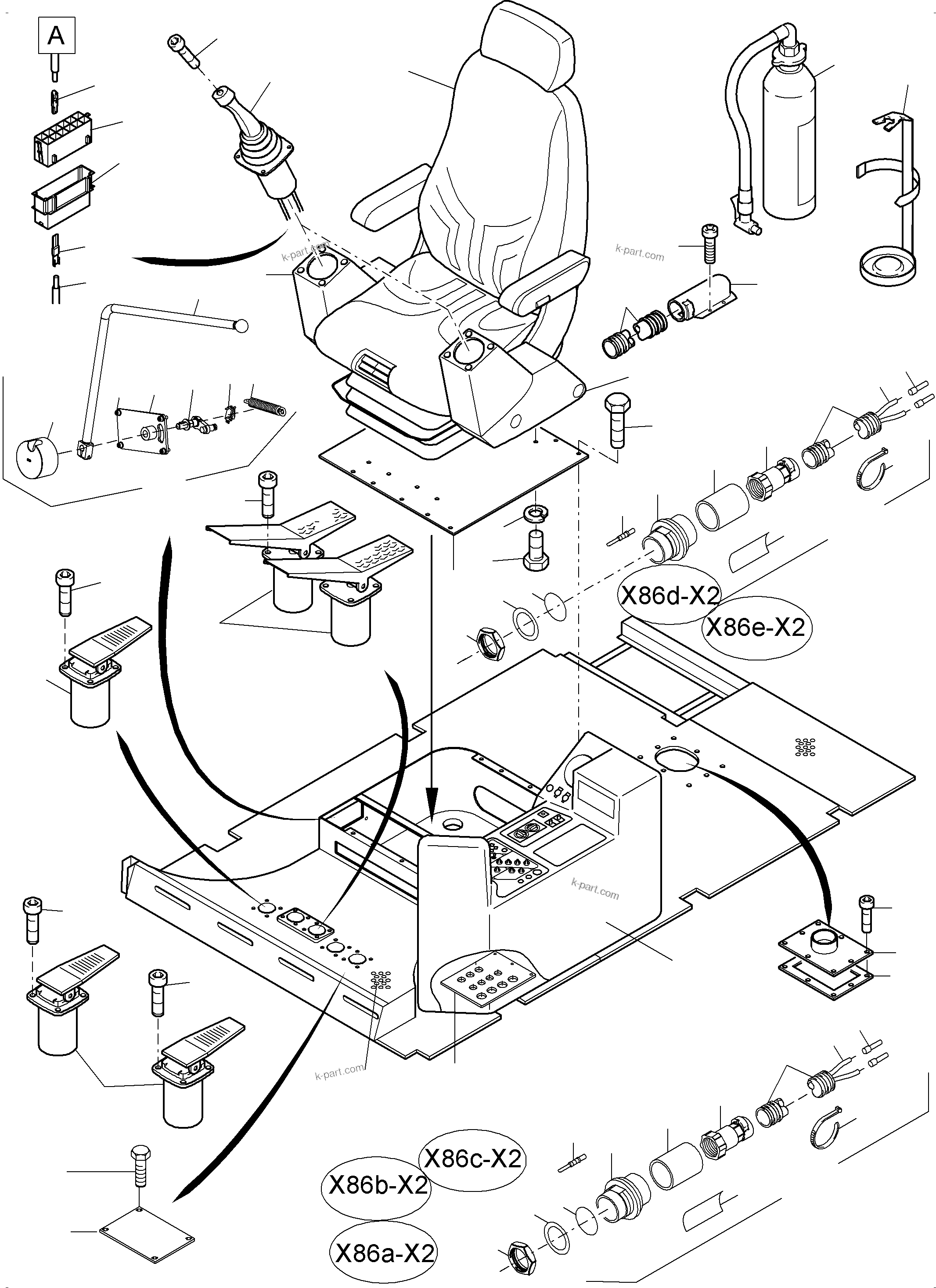 Komatsu parts book diagram for PC4000-6E S/N 08202: OPERATOR'S STAND