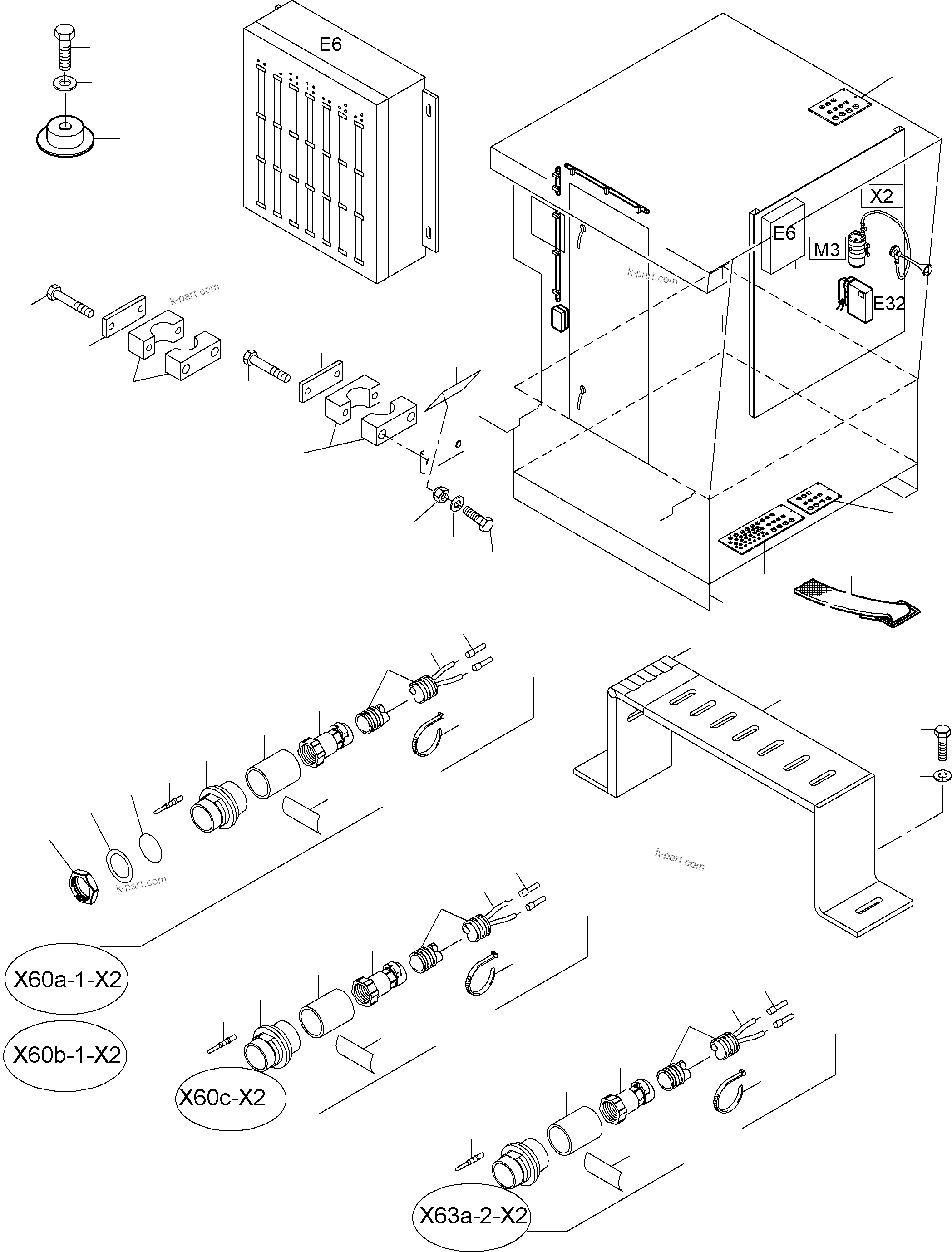 Komatsu parts book diagram for PC4000-6E S/N 08202: ELECTIC - CAB SUPPORT