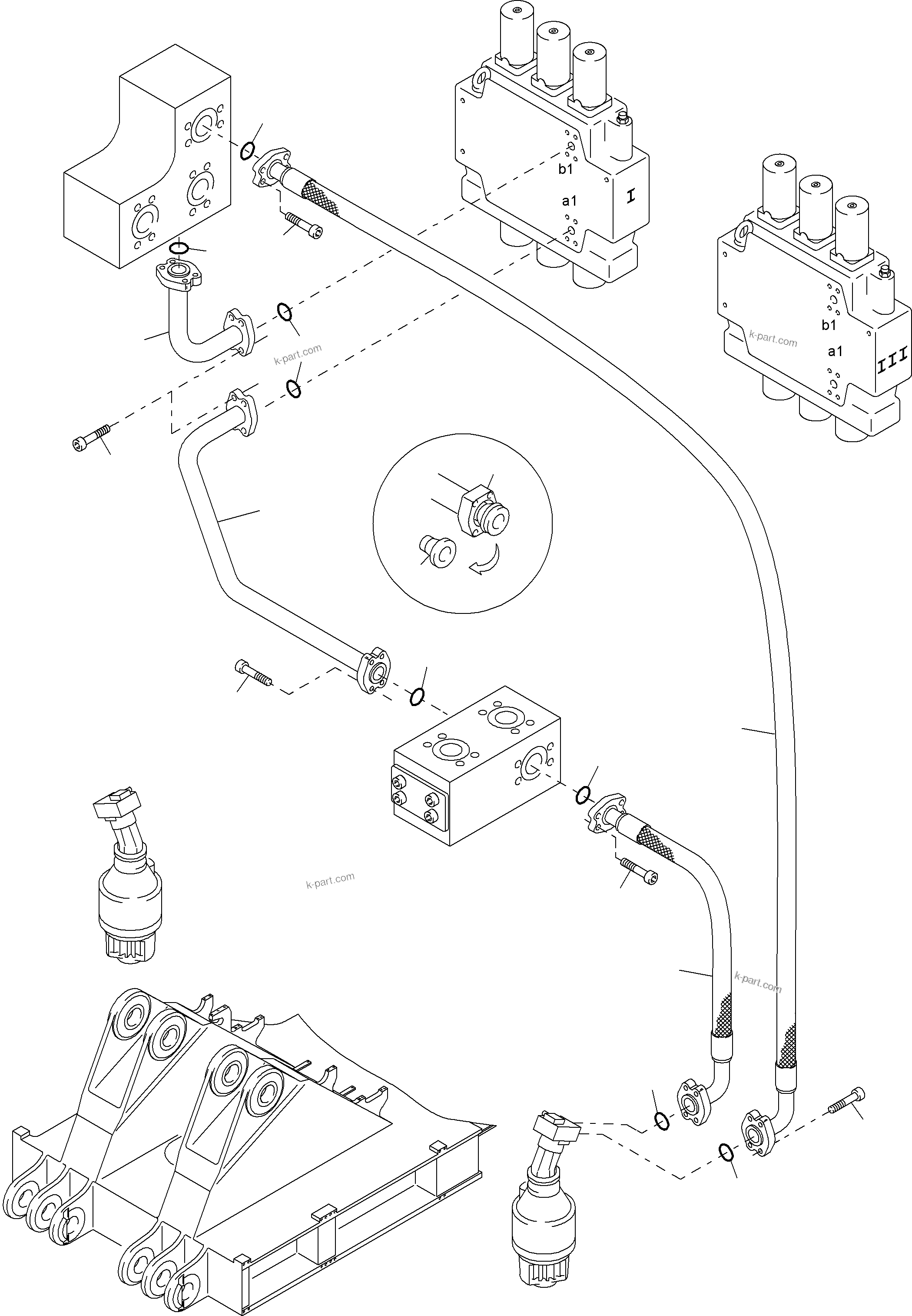 Komatsu parts book diagram for PC4000-6E S/N 08204: PRESSURE LINES - SLEW GEAR