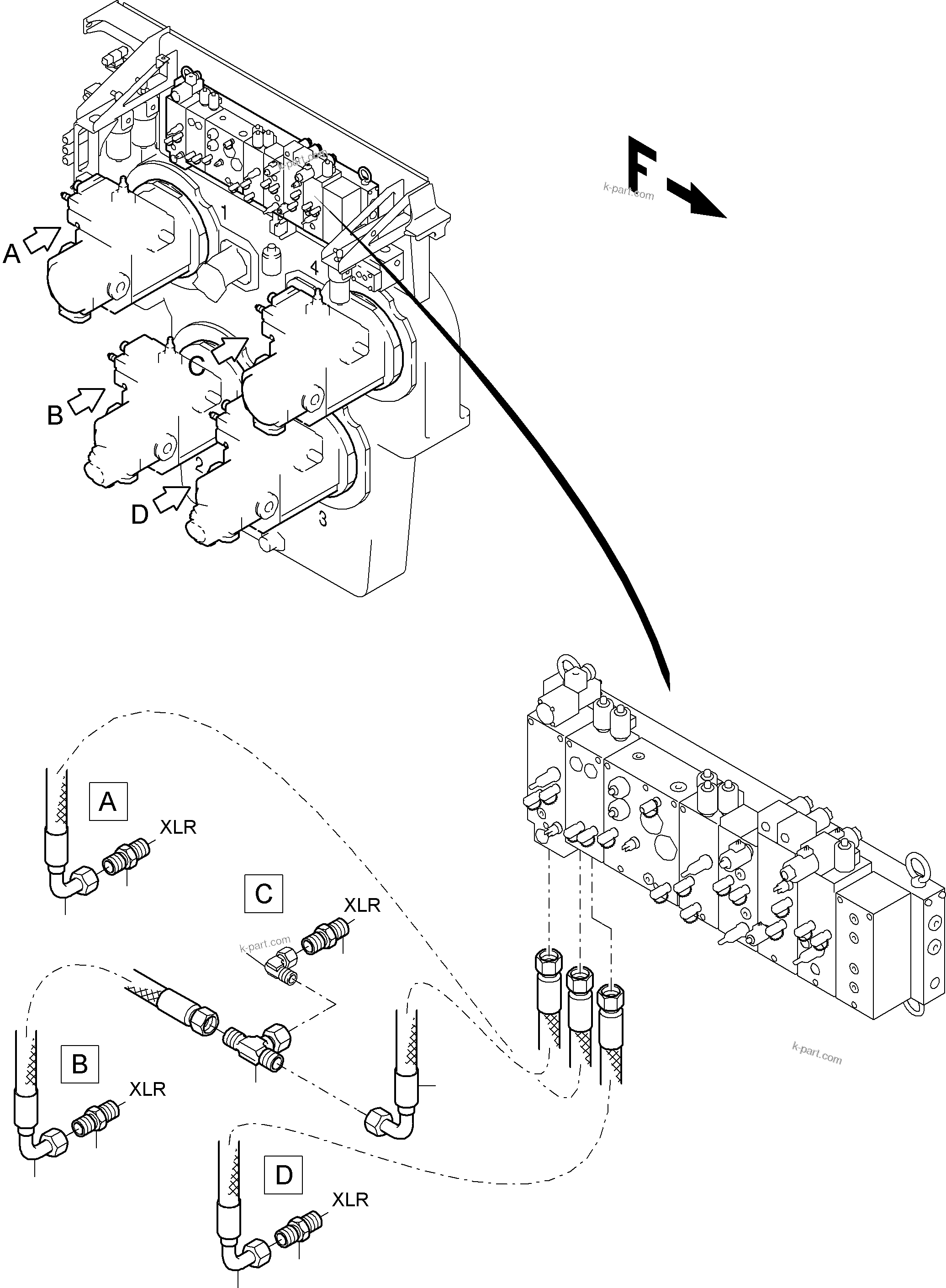 Komatsu parts book diagram for PC4000-6E S/N 08204: MAIN PUMPS CONTROL (XLR/PST)