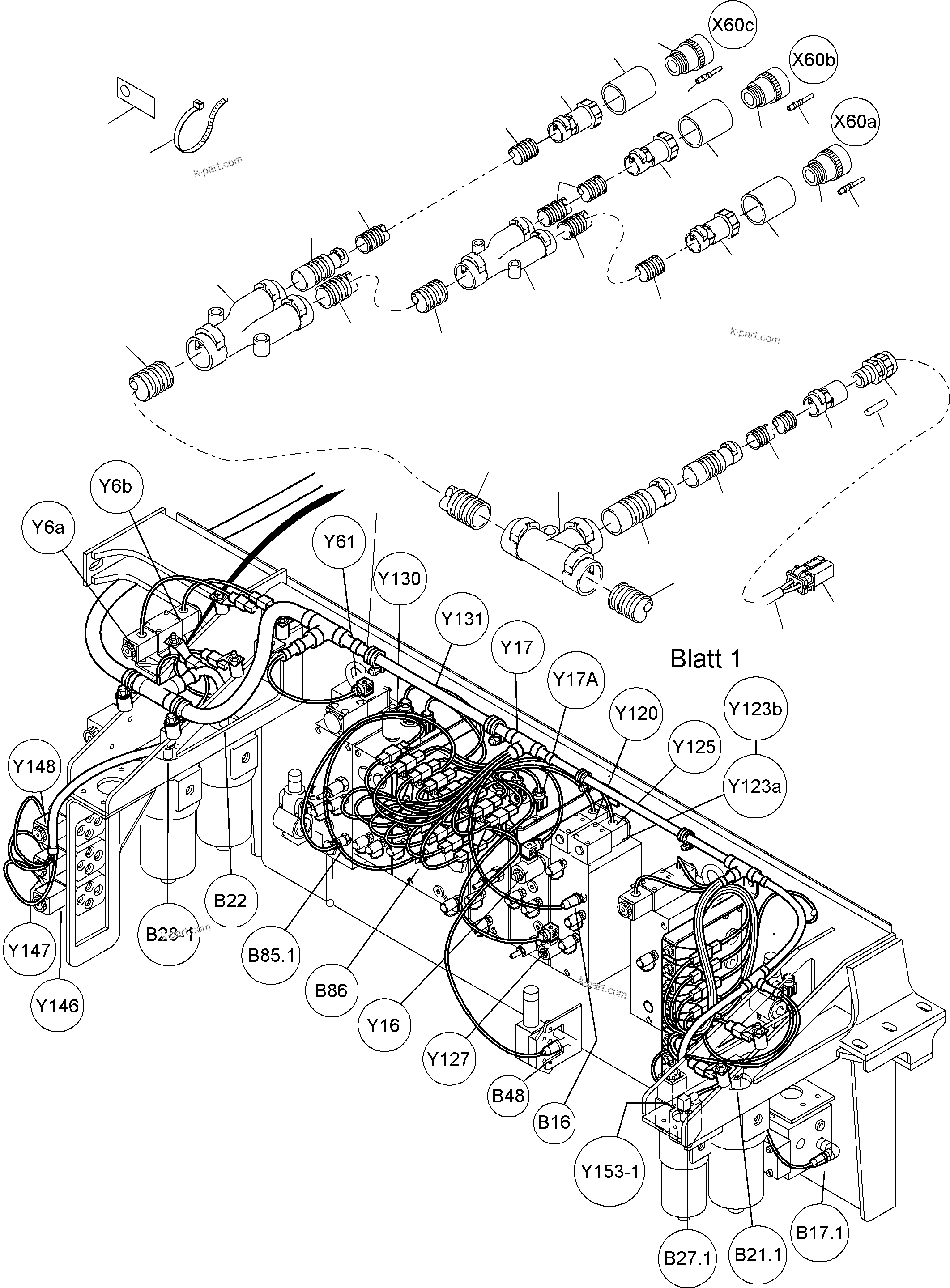 Komatsu parts book diagram for PC4000-6E S/N 08204: CABLES - CONTROL- AND FILTER PLATE
