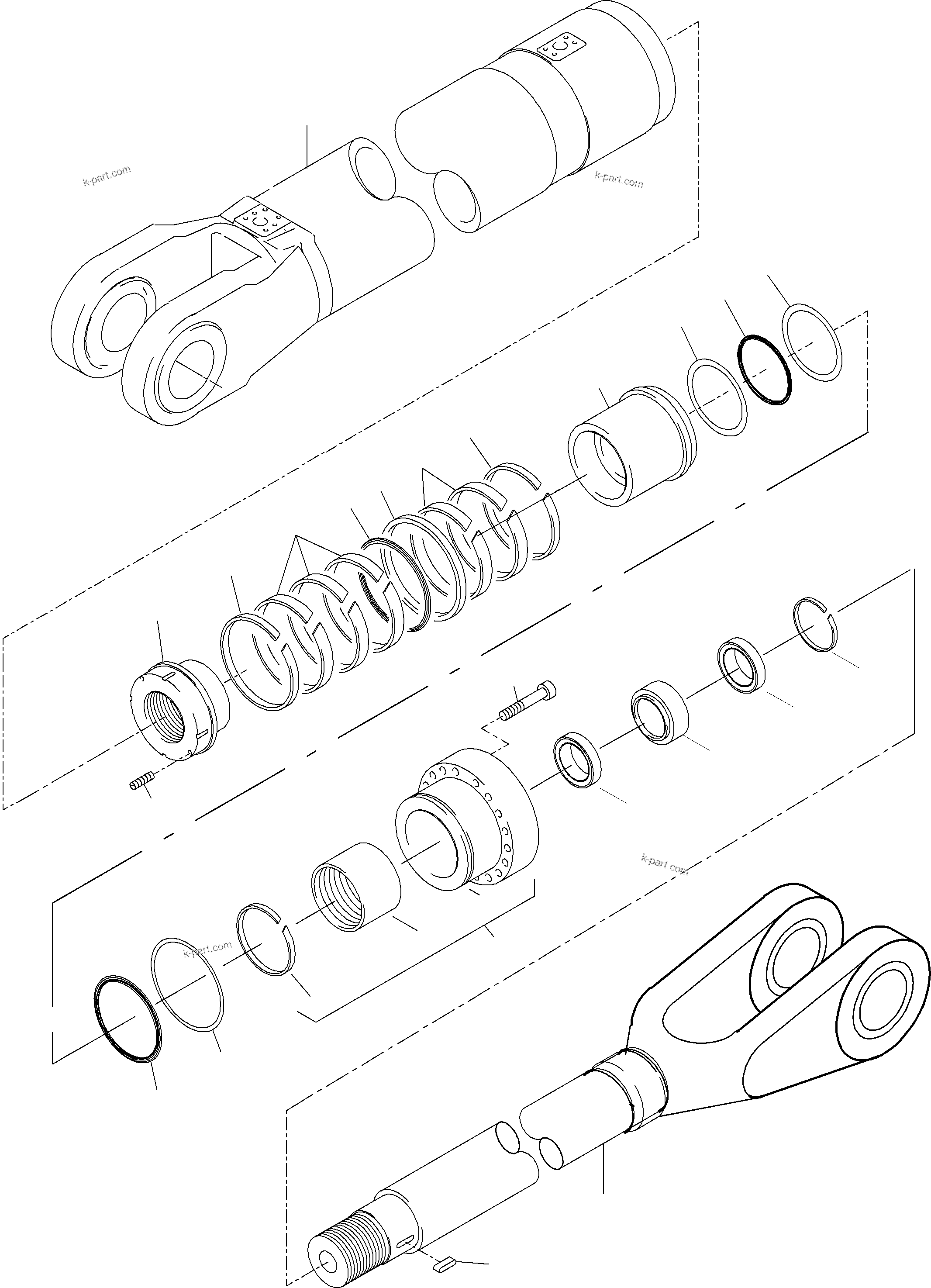 Komatsu parts book diagram for PC4000-6E S/N 08204: STICK CYLINDER