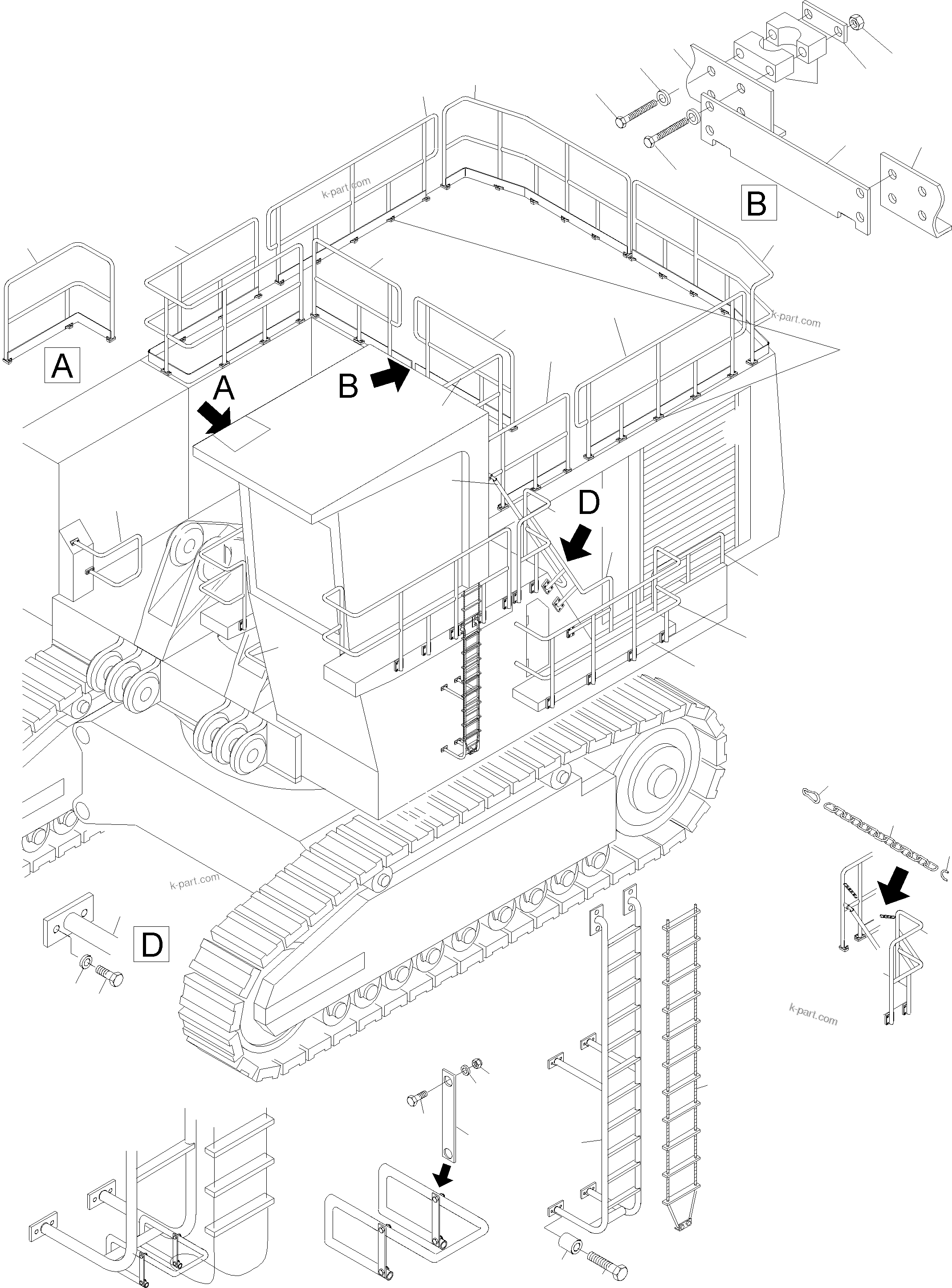 Komatsu parts book diagram for PC4000-6E S/N 08204: RAILS (BBE)