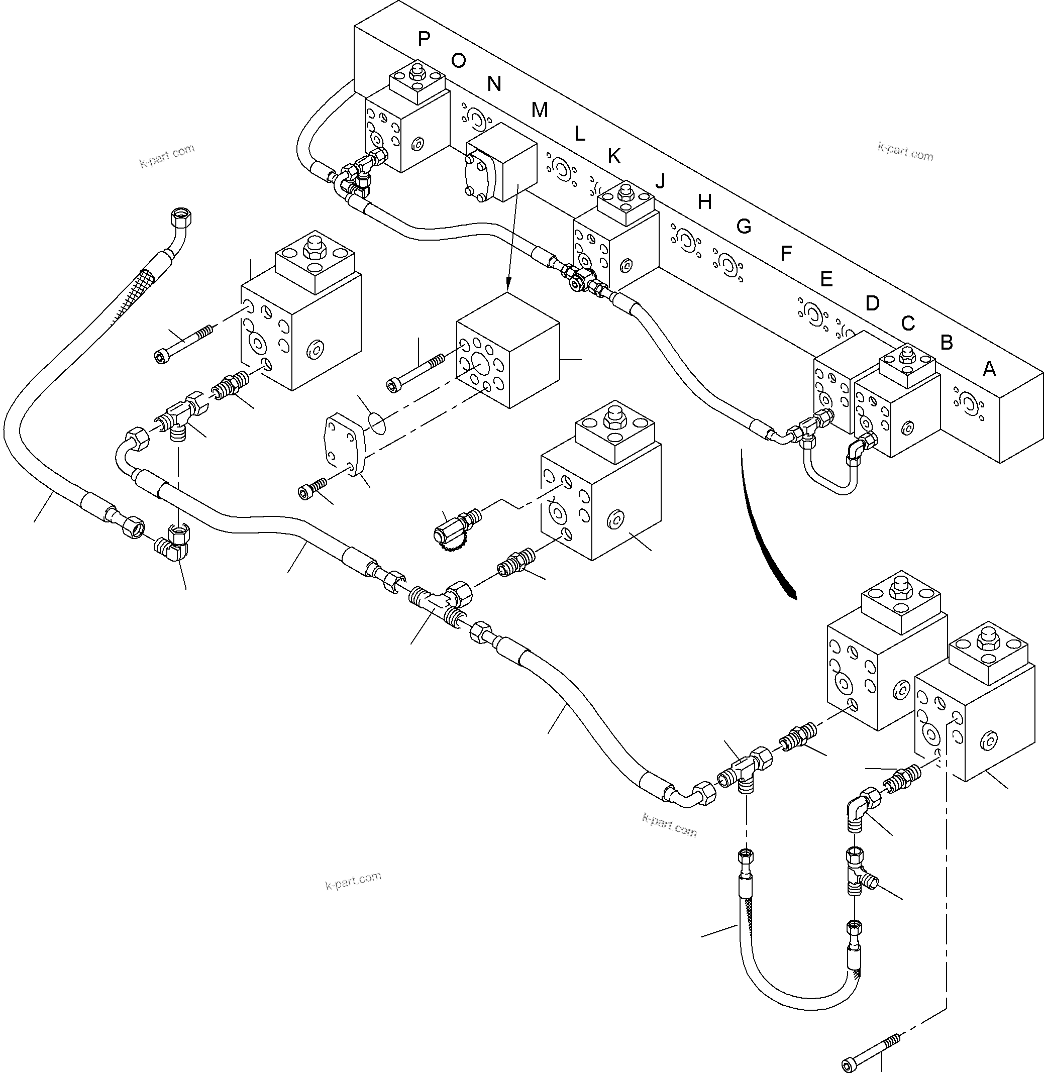 Komatsu parts book diagram for PC4000-6E S/N 08204: MAINFOLD