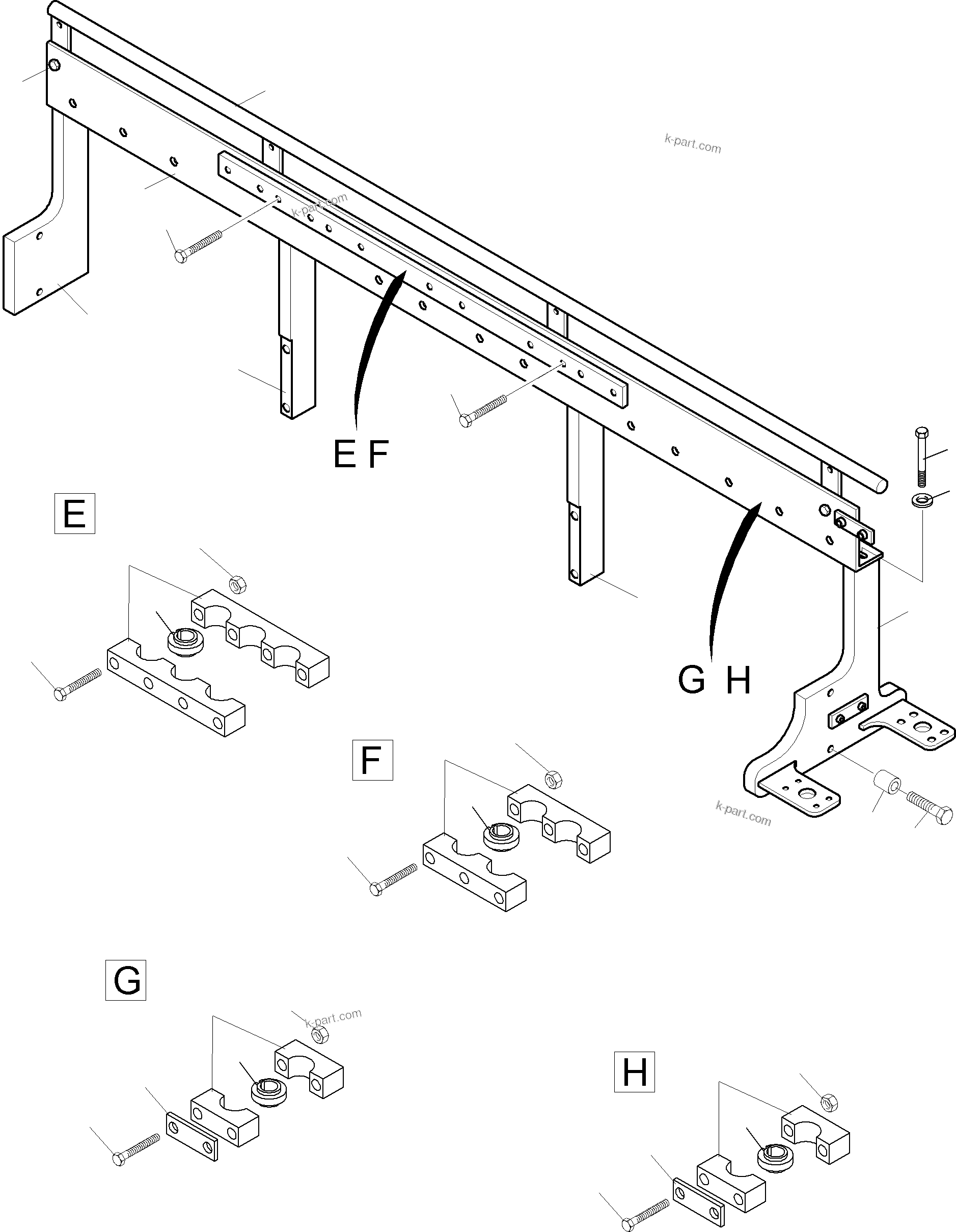 Komatsu parts book diagram for PC4000-6E S/N 08204: HOSES ASSY. - MANIFOLD- BOOM