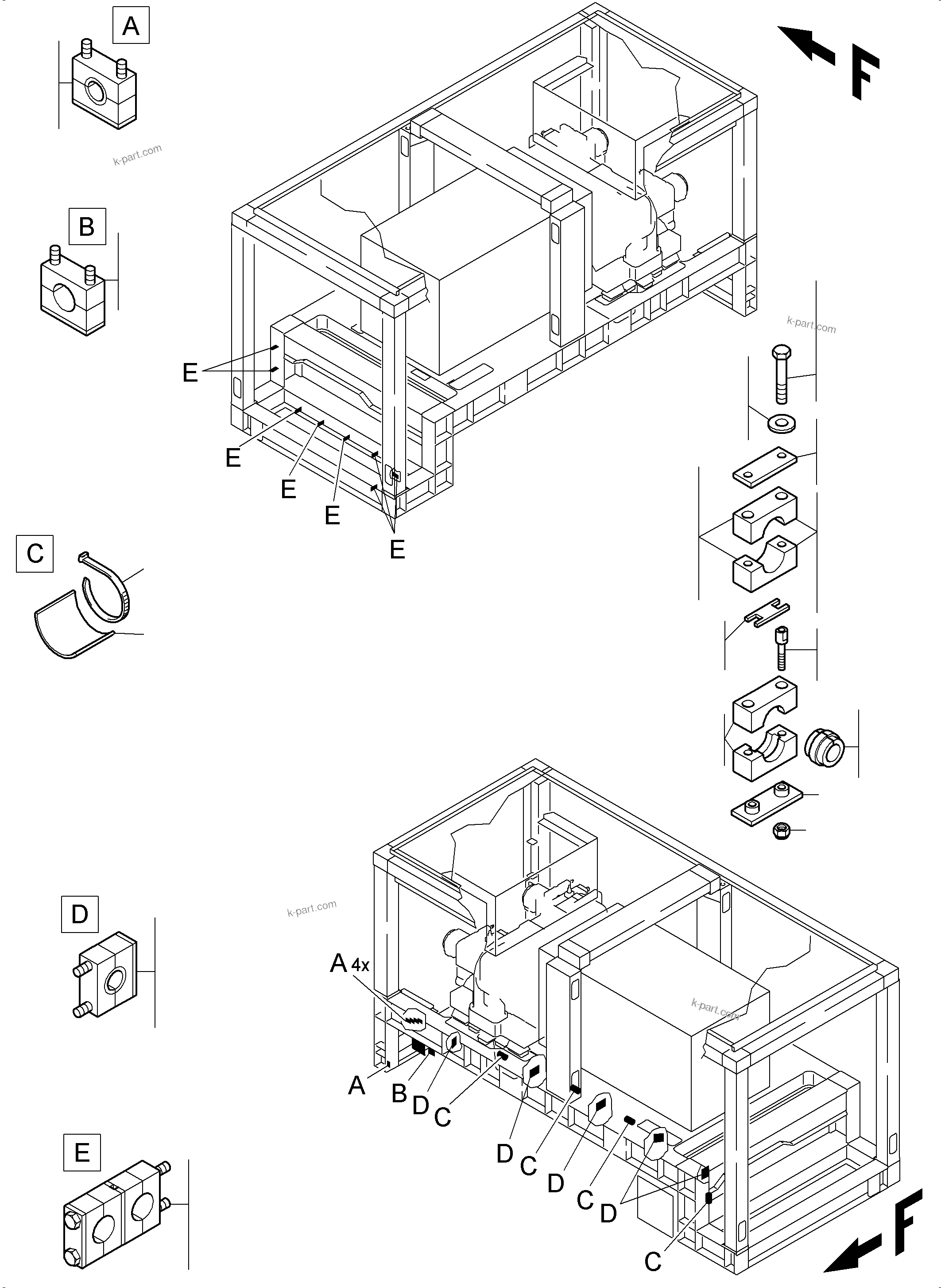 Komatsu parts book diagram for PC4000-6E S/N 08204: MOUNTING PARTS MACHINERY HOUSE