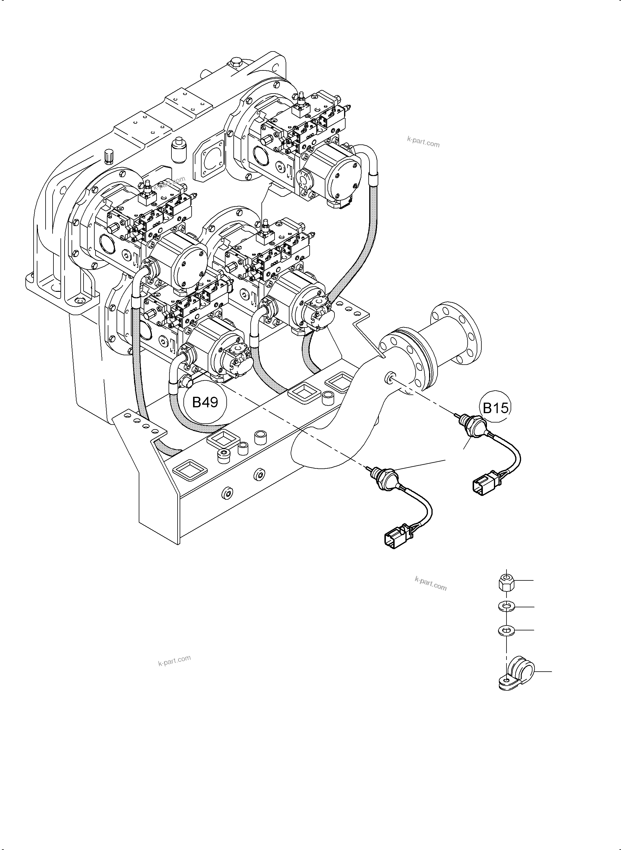 Komatsu parts book diagram for PC4000-6E S/N 08204: CABLES PUMP DISTRIBUTOR GEAR
