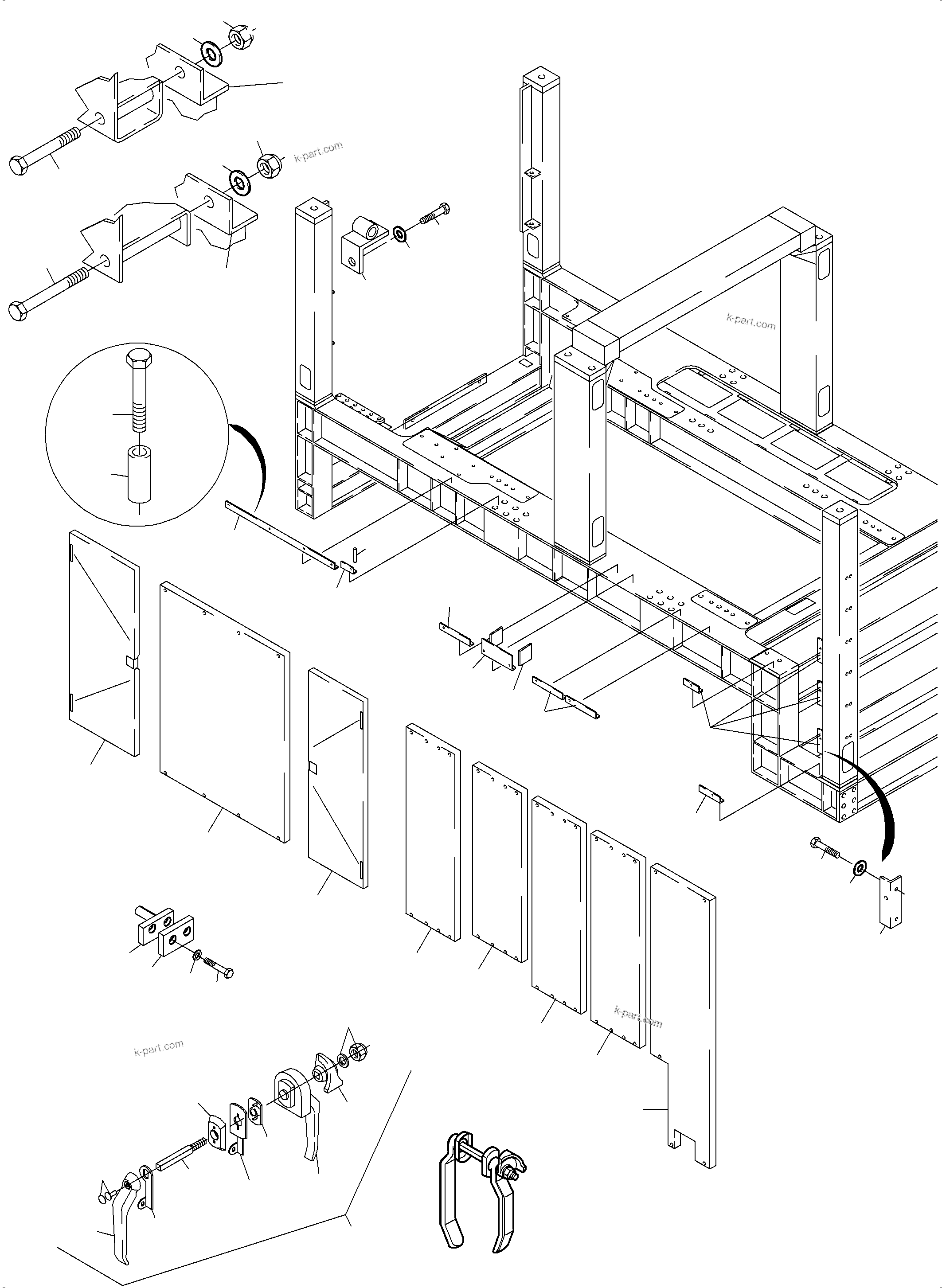 Komatsu parts book diagram for PC4000-6E S/N 08204: COVERING, ENGINE HOUSING