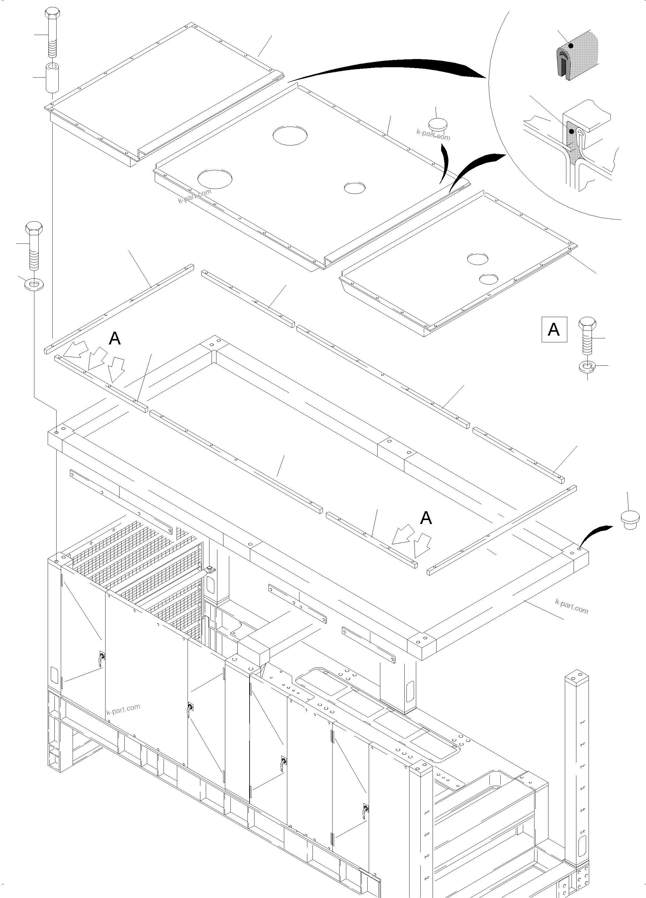 Komatsu parts book diagram for PC4000-6E S/N 08204: COVERING, ENGINE HOUSING
