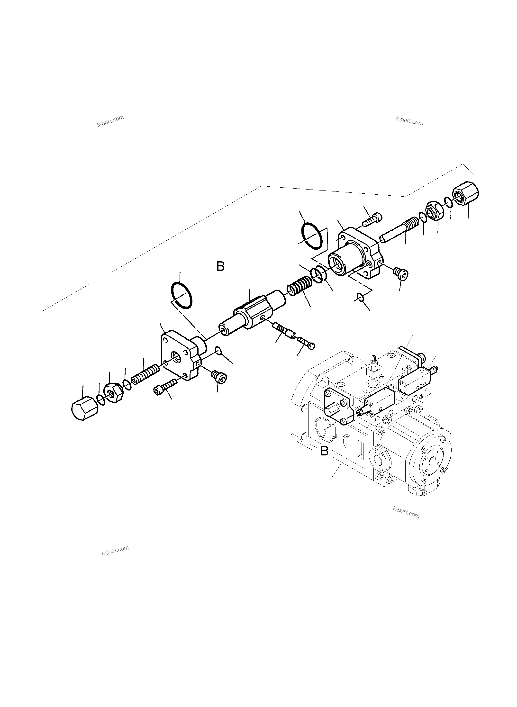 Komatsu parts book diagram for PC4000-6E S/N 08204: VARIABLE DISPLACEMENT PUMP