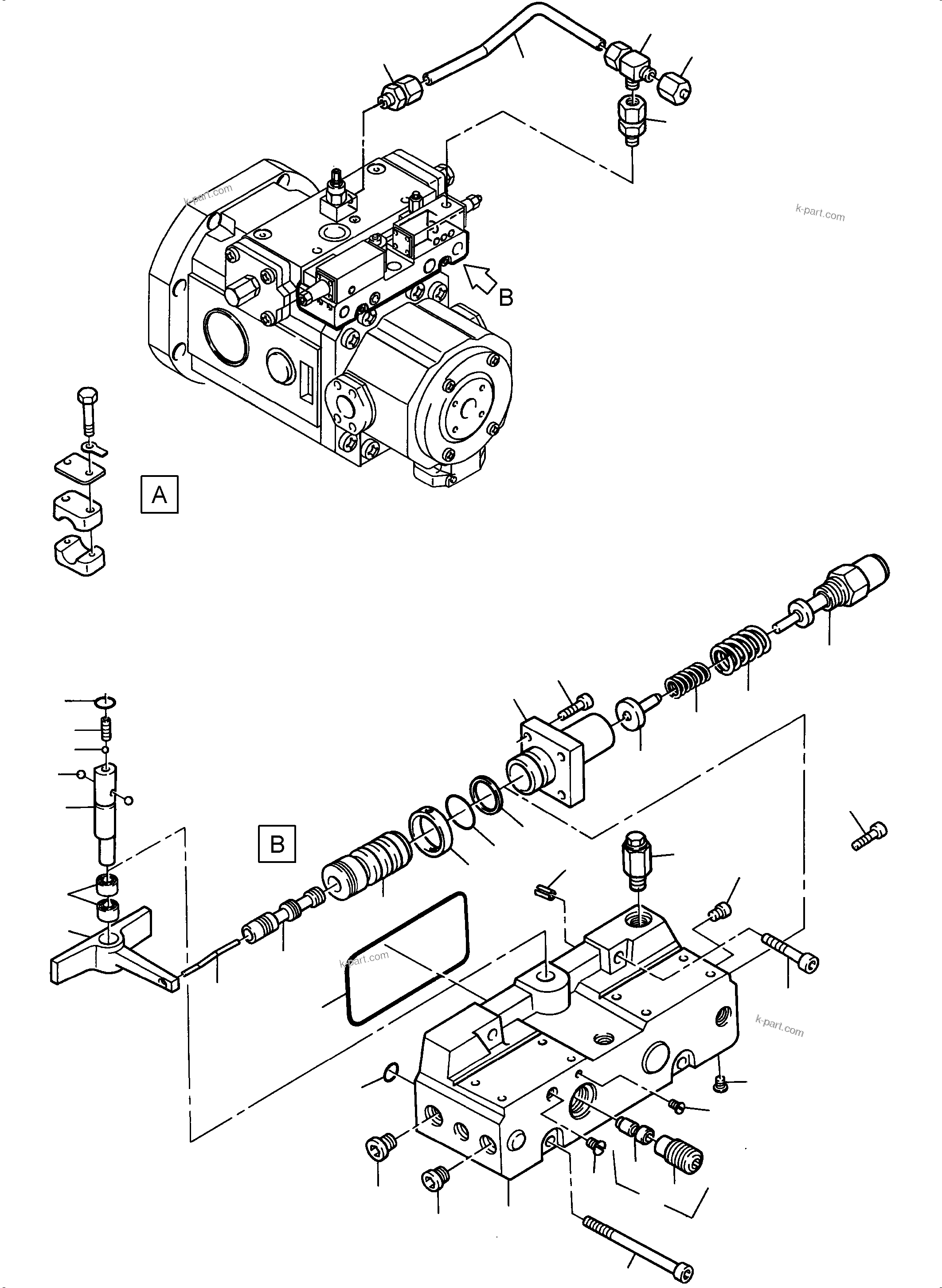 Komatsu parts book diagram for PC4000-6E S/N 08204: VARIABLE DISPLACEMENT PUMP
