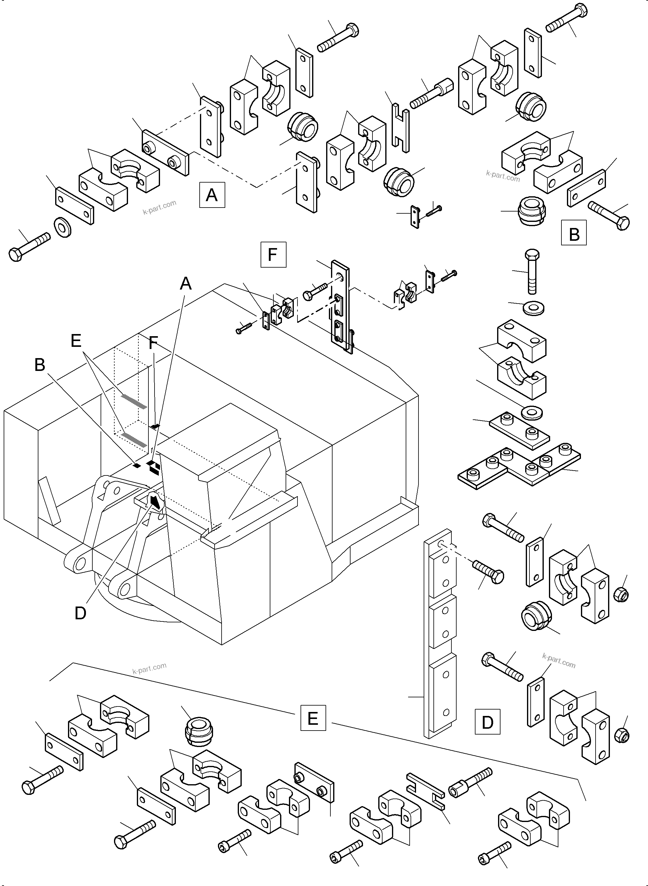 Komatsu parts book diagram for PC4000-6E S/N 08204: MOUNTING PARTS SUPERSTRUCTURE