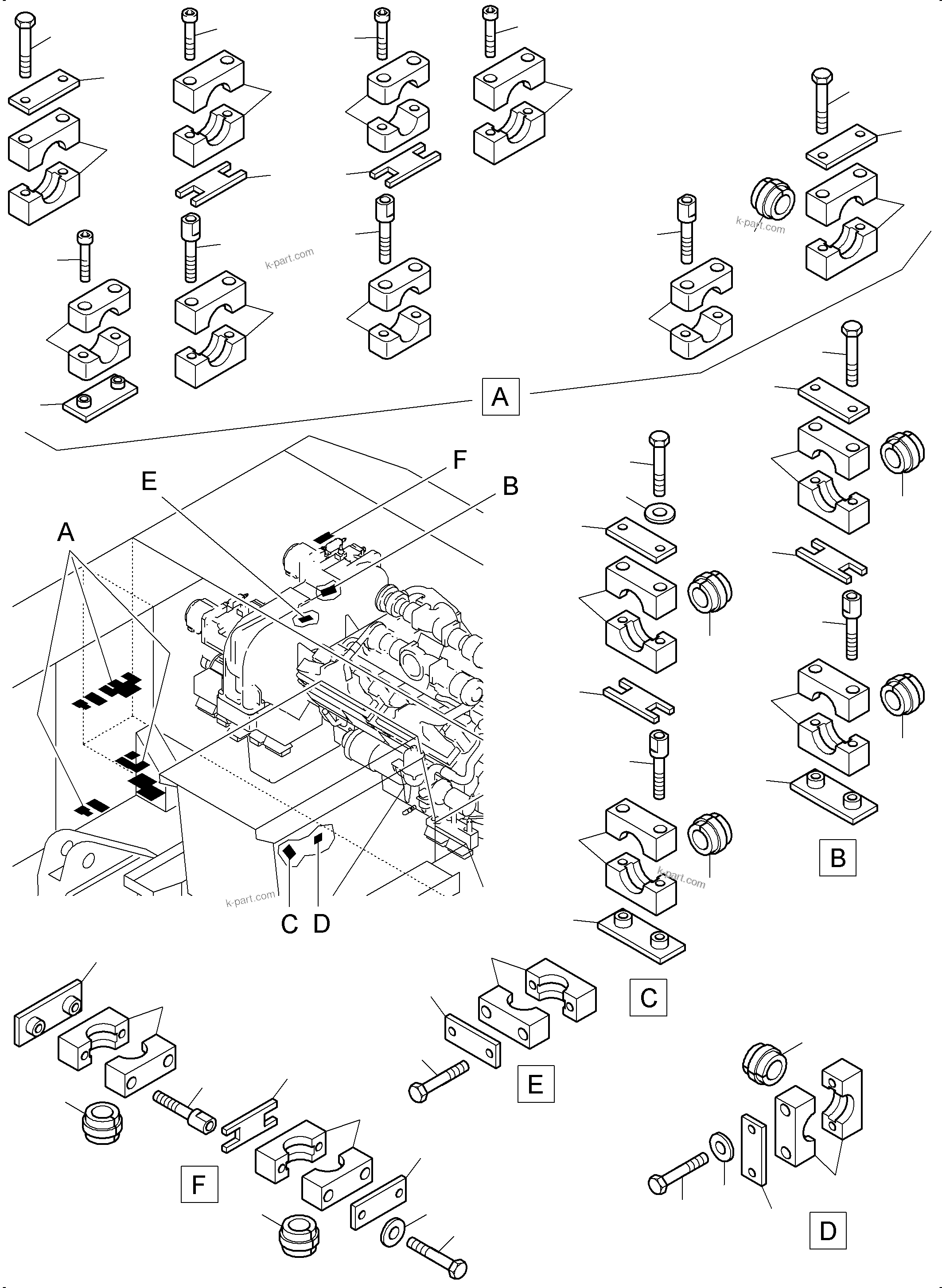 Komatsu parts book diagram for PC4000-6E S/N 08204: MOUNTING PARTS SUPERSTRUCTURE