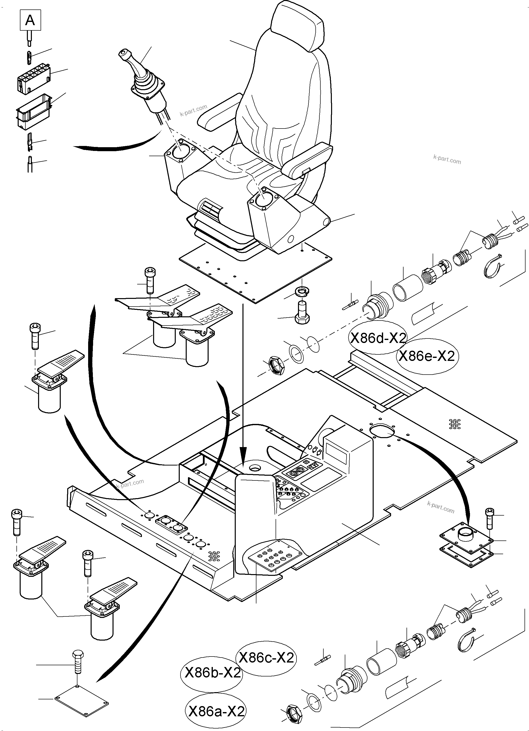 Komatsu parts book diagram for PC4000-6E S/N 08204: OPERATOR'S STAND