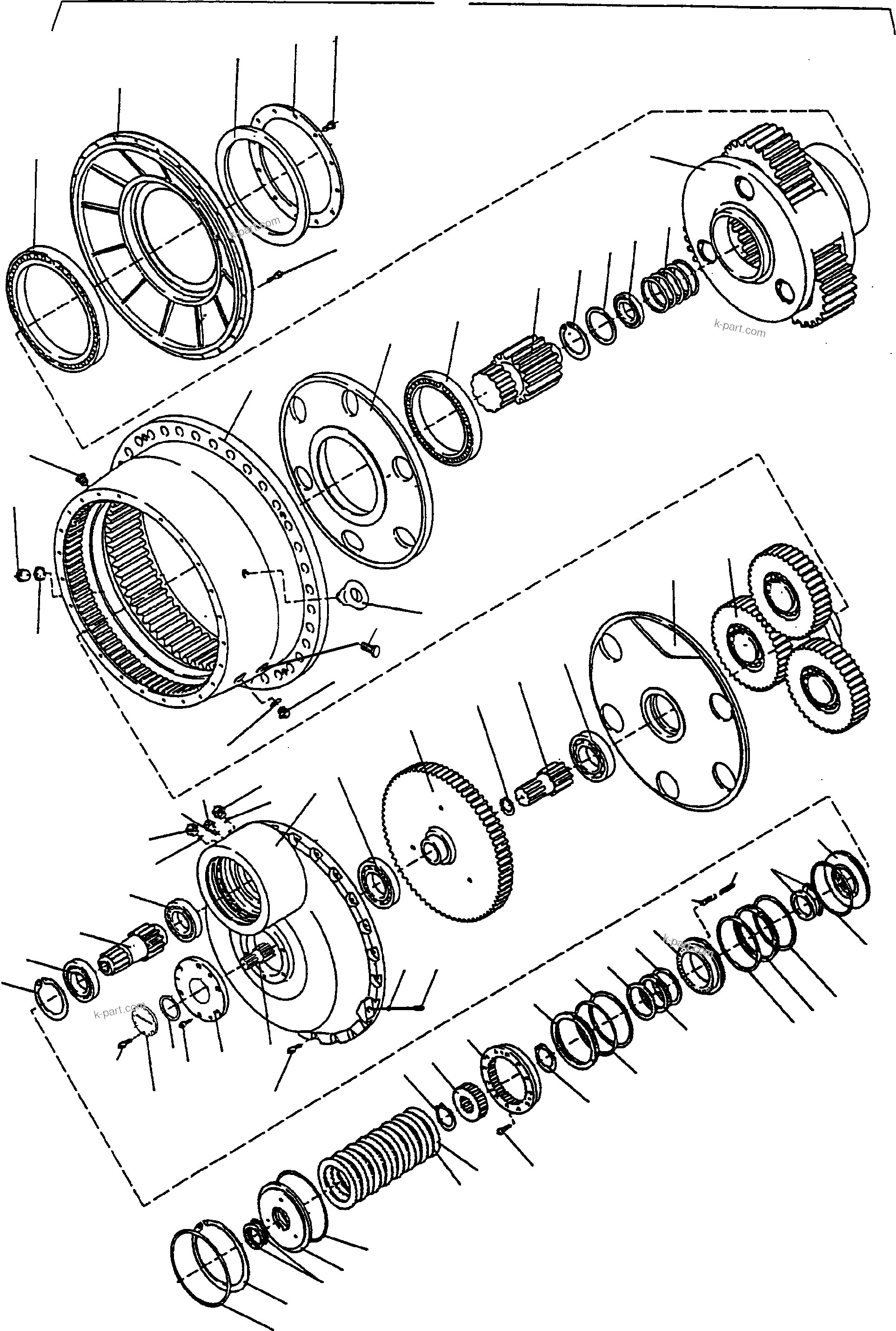Komatsu parts book diagram for PC4000-6E S/N 08206: TRAVELLING GEAR