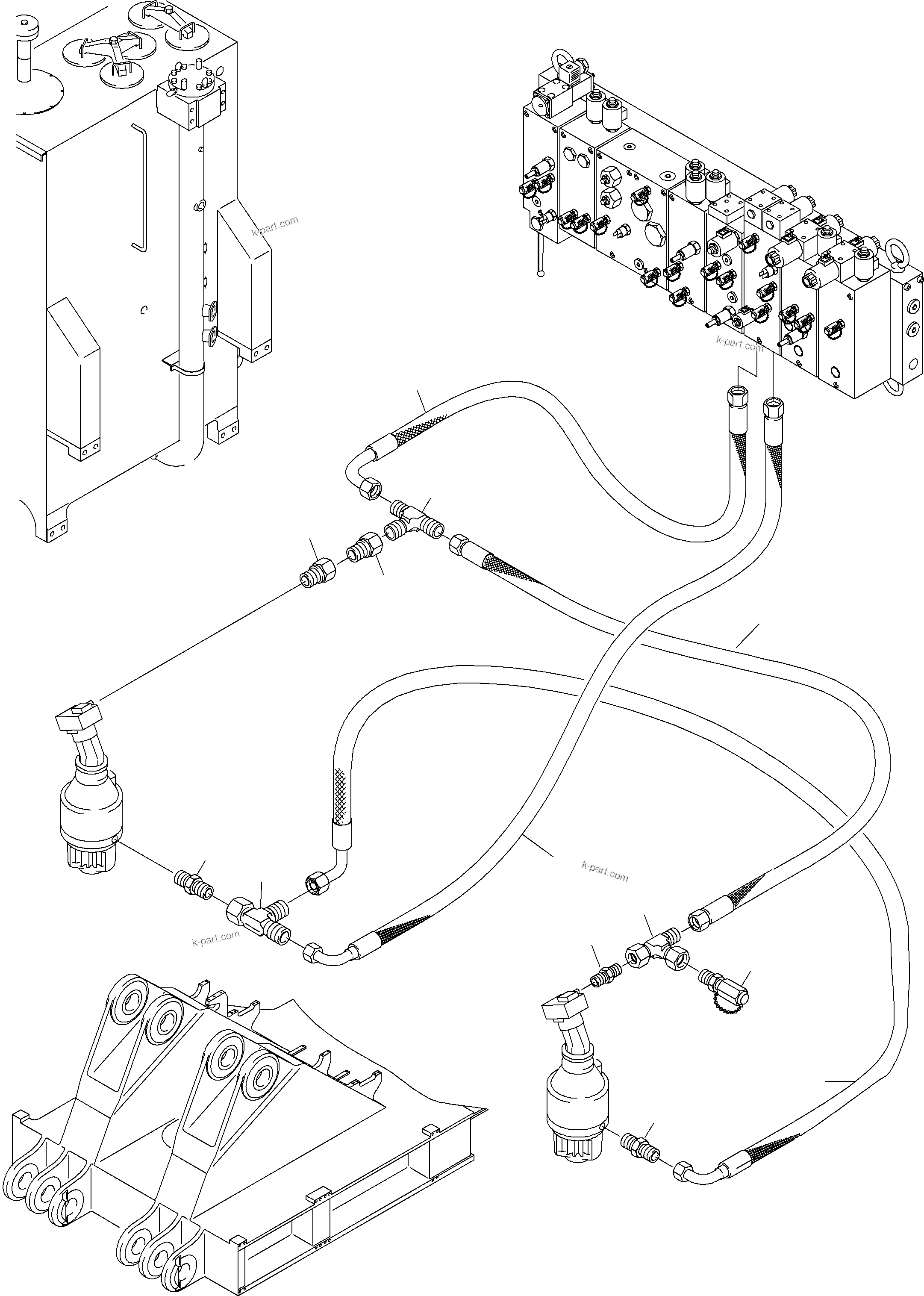 Komatsu parts book diagram for PC4000-6E S/N 08206: LINES SLEW GEAR