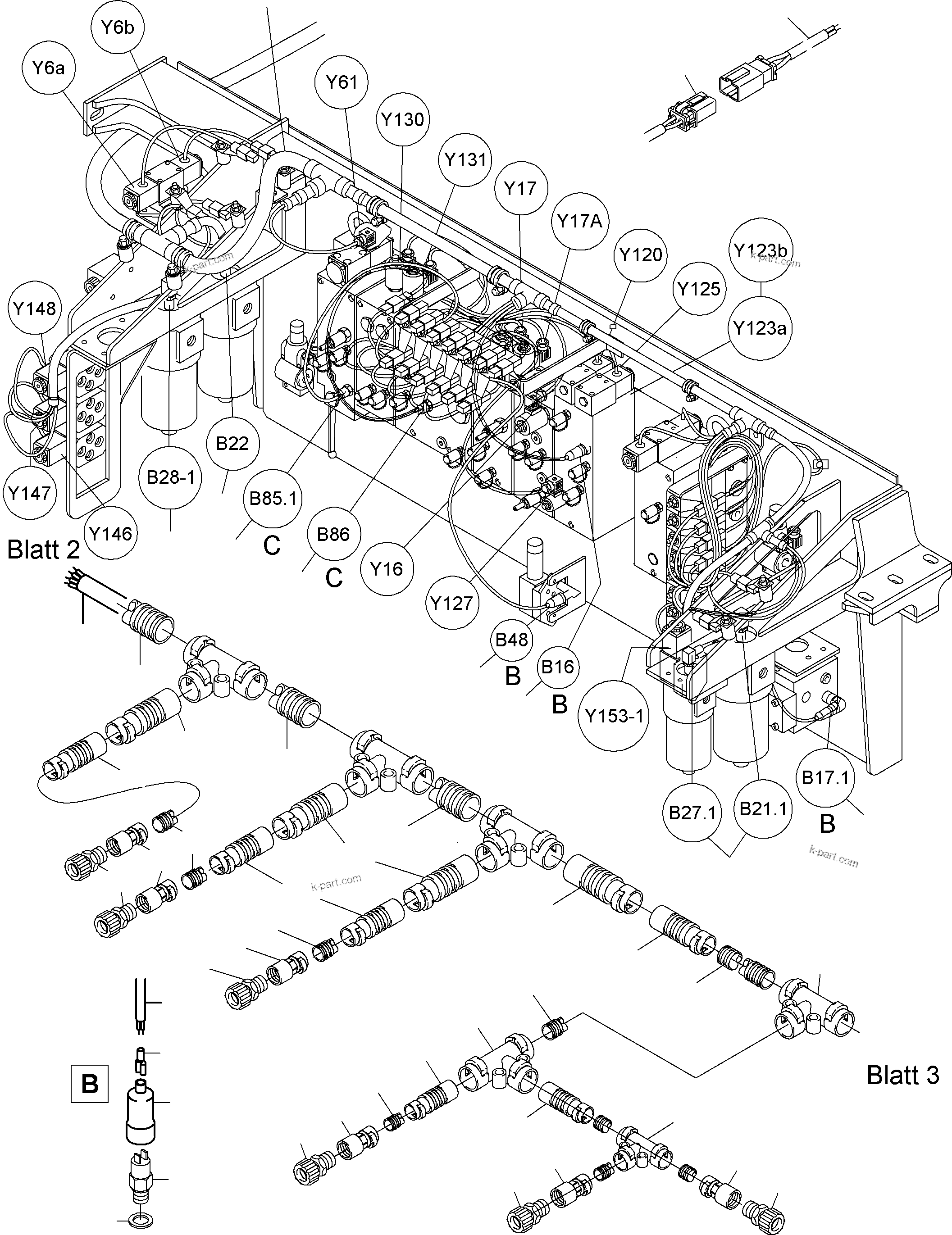 Komatsu parts book diagram for PC4000-6E S/N 08206: CABLES - CONTROL- AND FILTER PLATE