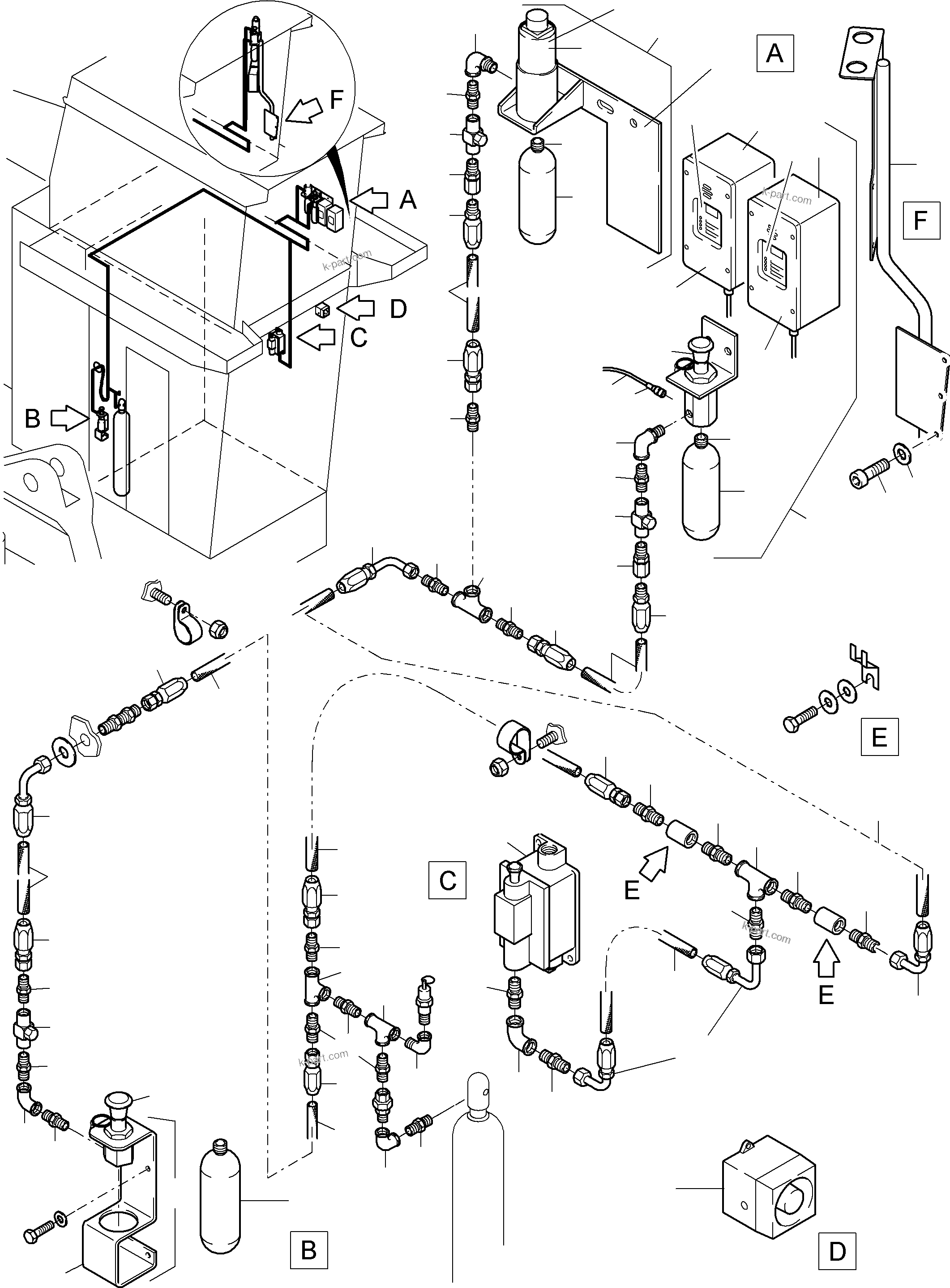 Komatsu parts book diagram for PC4000-6E S/N 08206: ACTUATING SYSTEM, HAND OPERATED