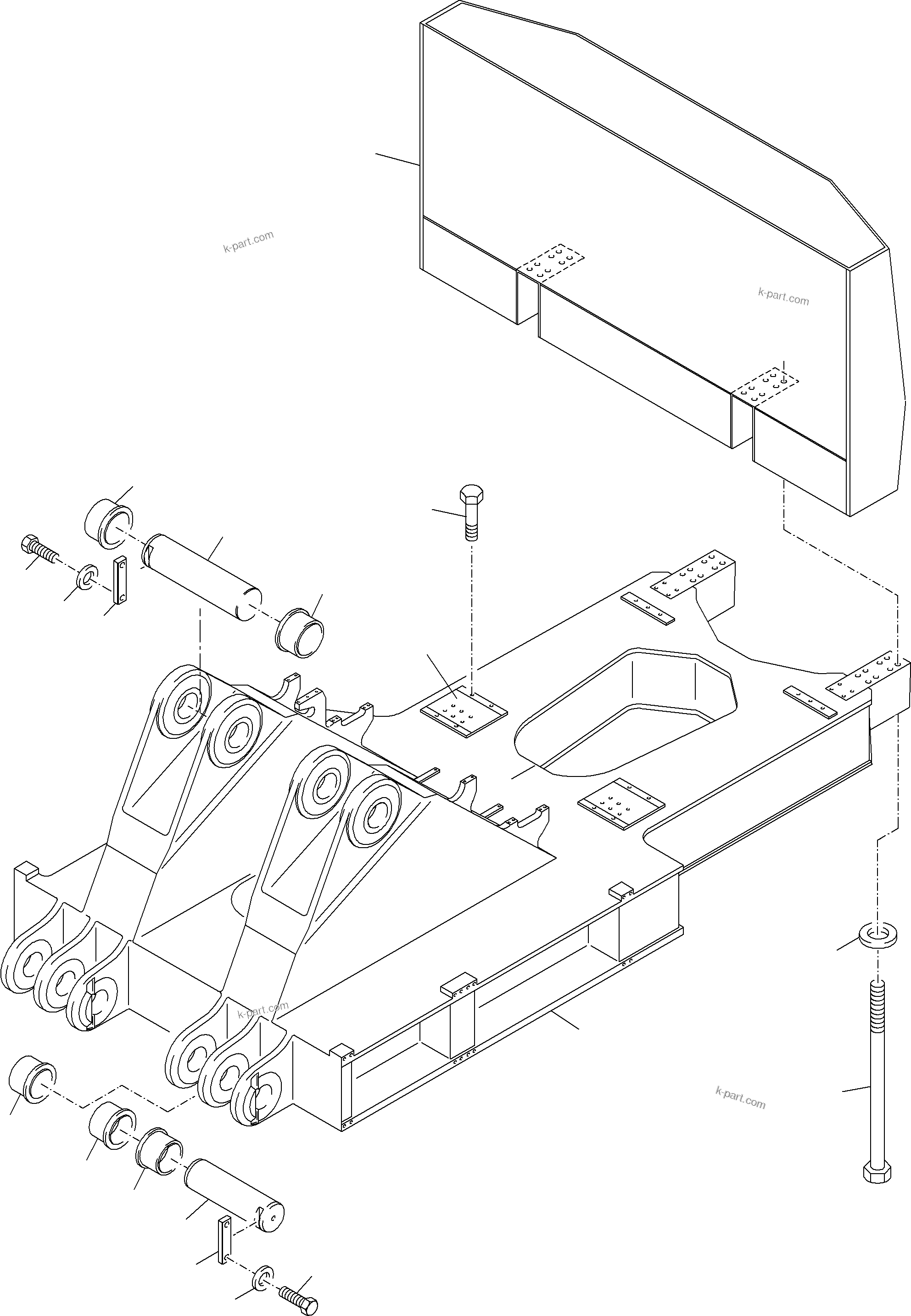 Komatsu parts book diagram for PC4000-6E S/N 08206: PIN, BOOM - COUNTERWIGHT