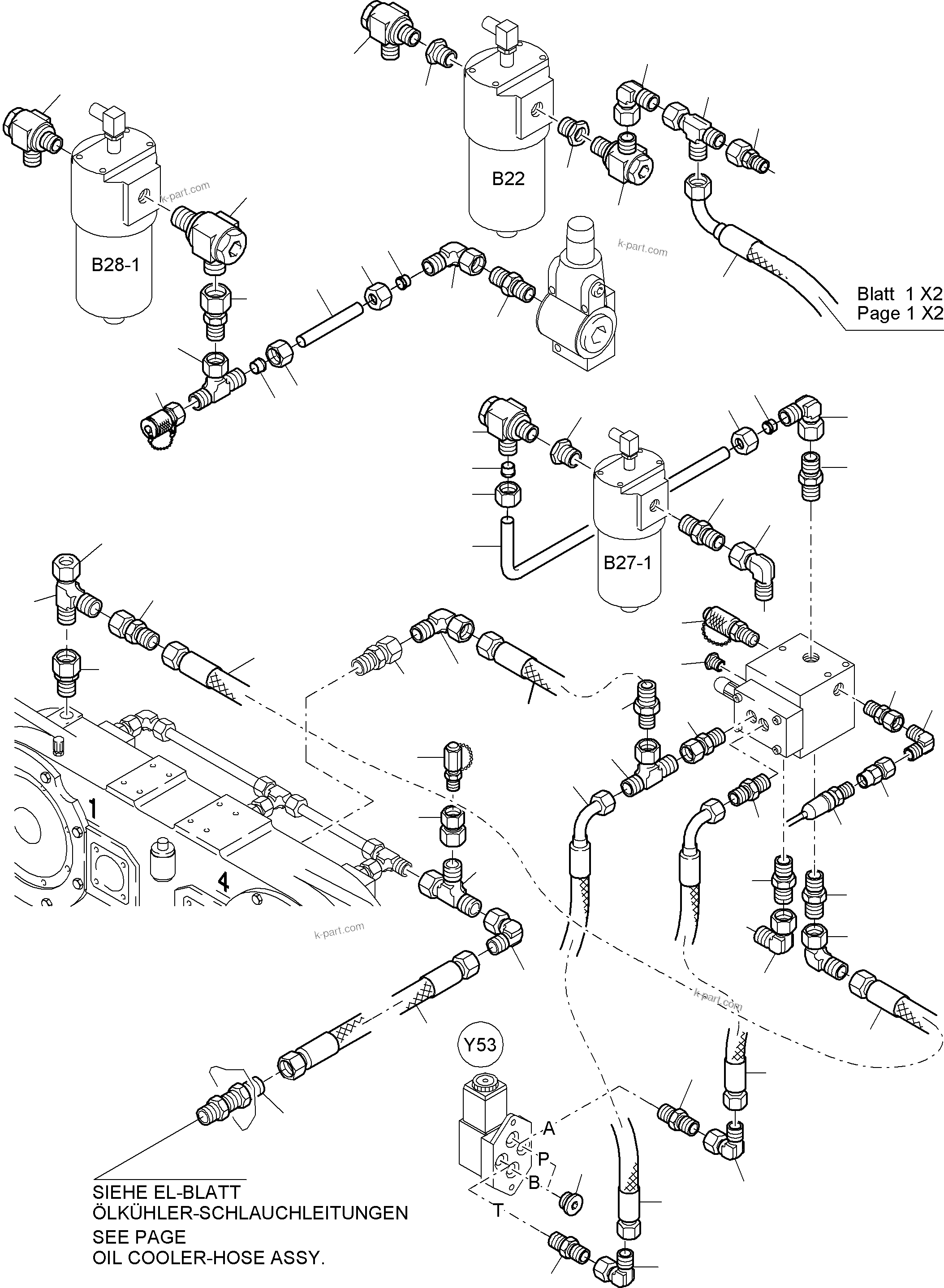 Komatsu parts book diagram for PC4000-6E S/N 08206: CONTROL- AND FILTER PLATE PIPING