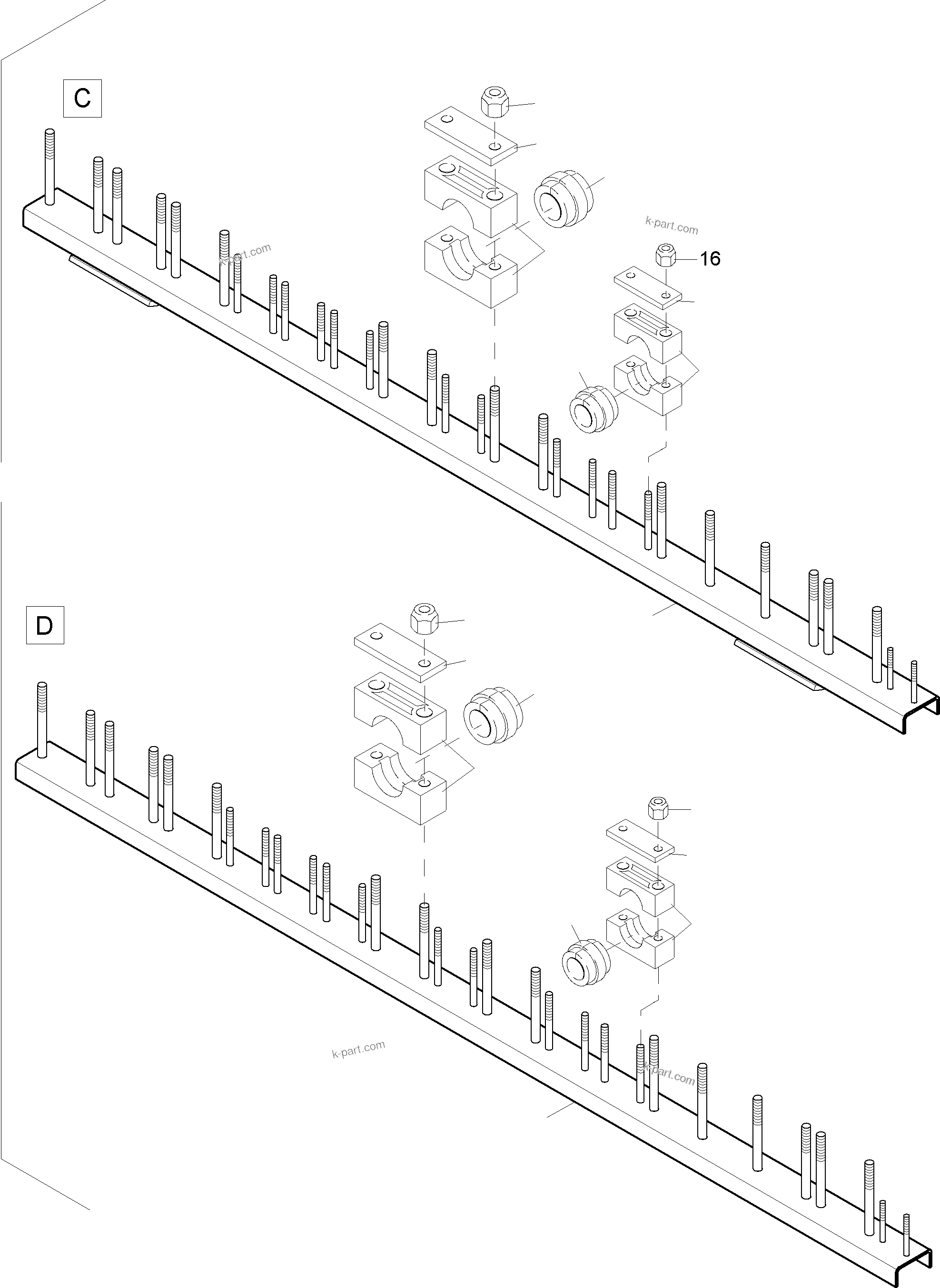 Komatsu parts book diagram for PC4000-6E S/N 08206: HOSES ASSY. - MANIFOLD- BOOM