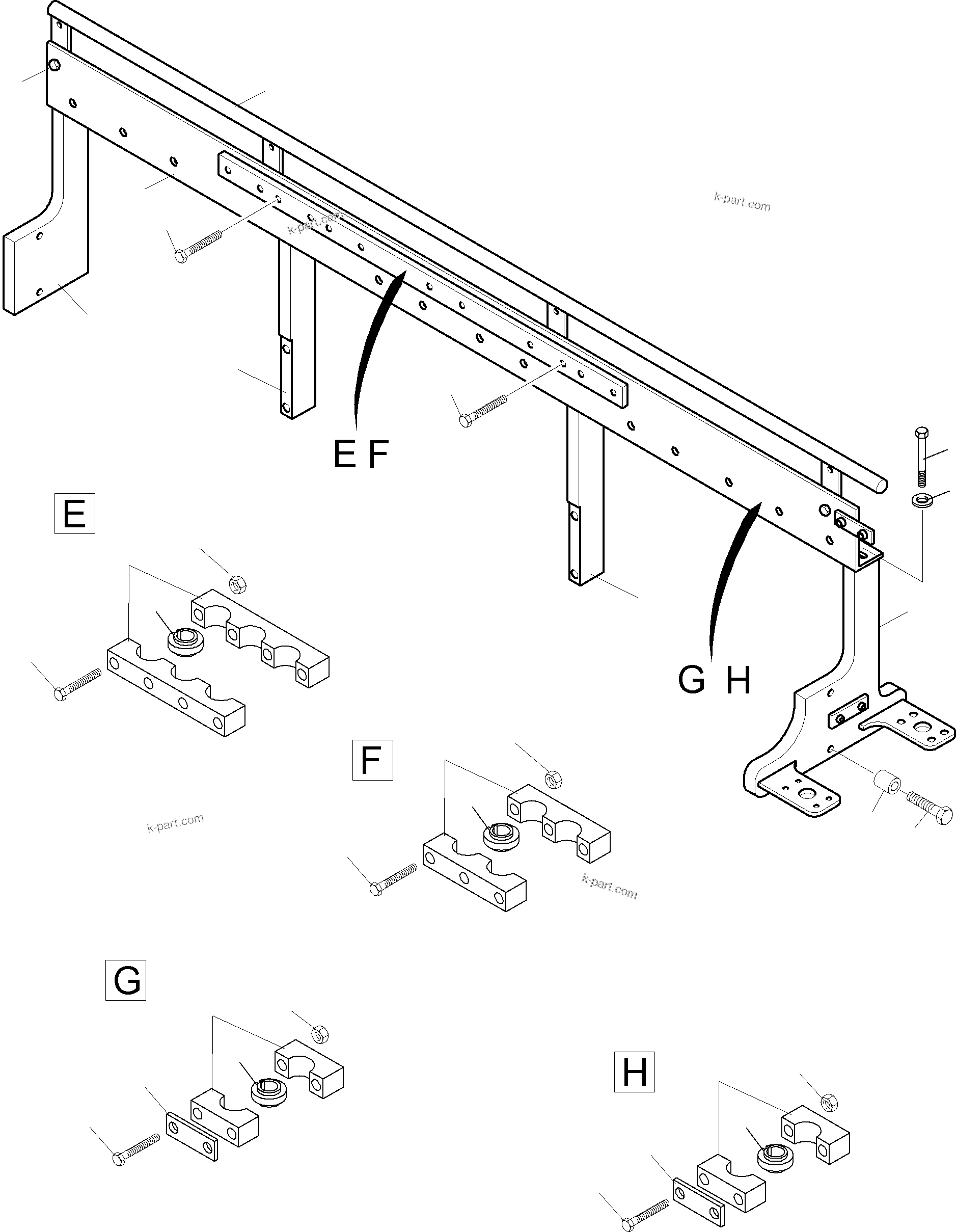 Komatsu parts book diagram for PC4000-6E S/N 08206: HOSES ASSY. - MANIFOLD- BOOM