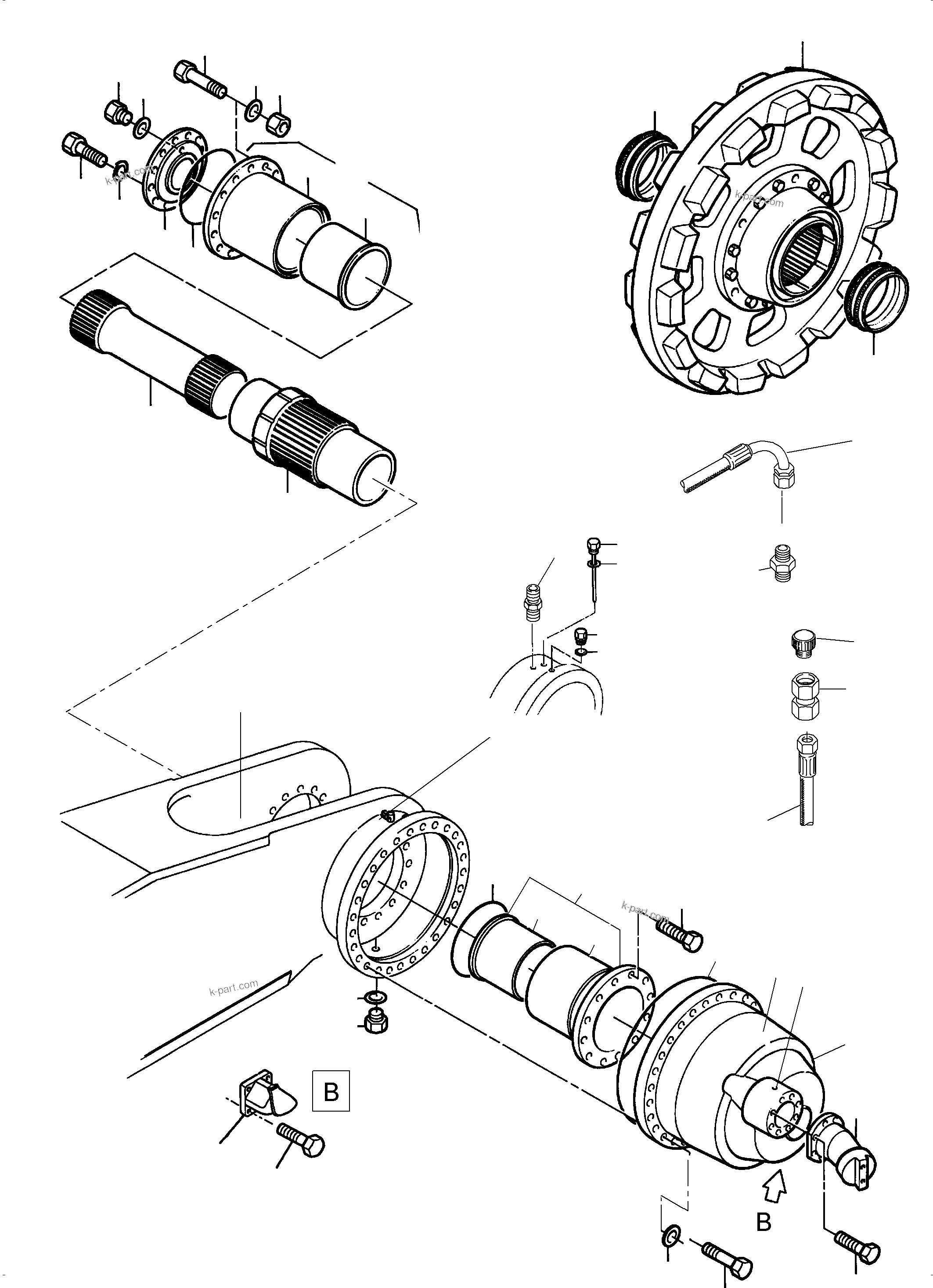 Komatsu parts book diagram for PC4000-6E S/N 08206: TRACK GROUP DRIVE SPROCKET SIDE R.H. AND L.H.