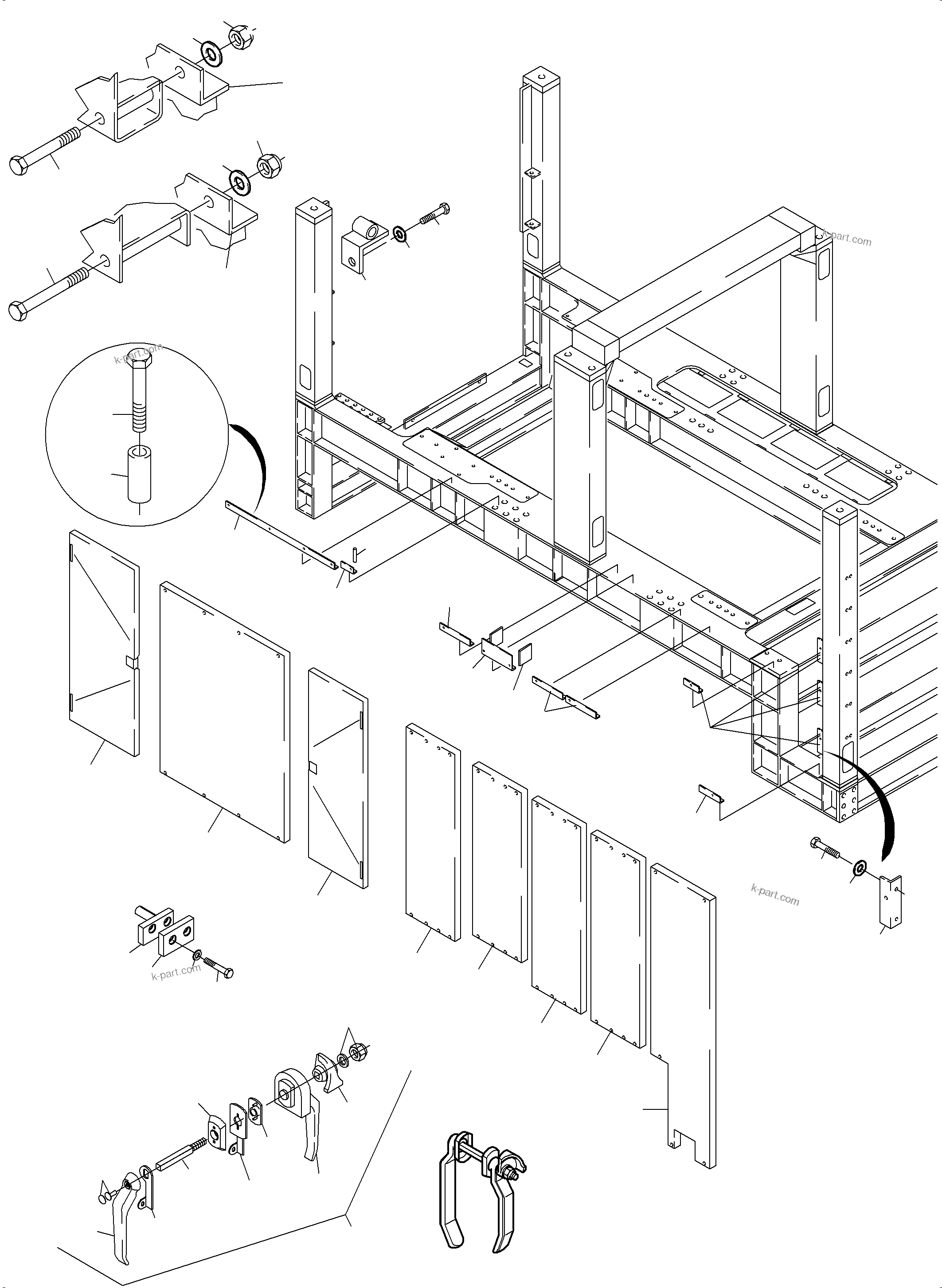 Komatsu parts book diagram for PC4000-6E S/N 08206: COVERING, ENGINE HOUSING