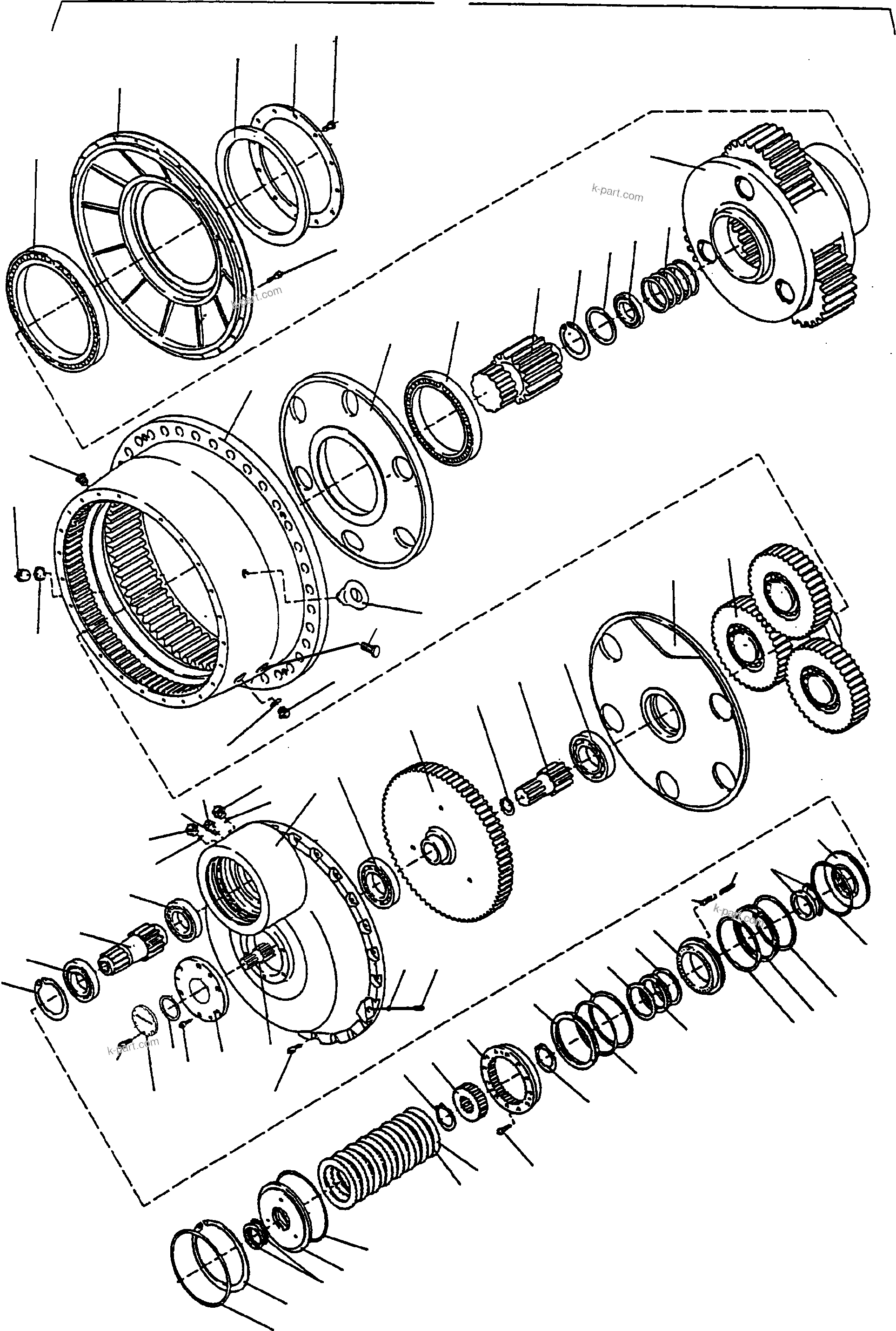 Komatsu parts book diagram for PC4000-6 S/N 08210: TRAVELLING GEAR